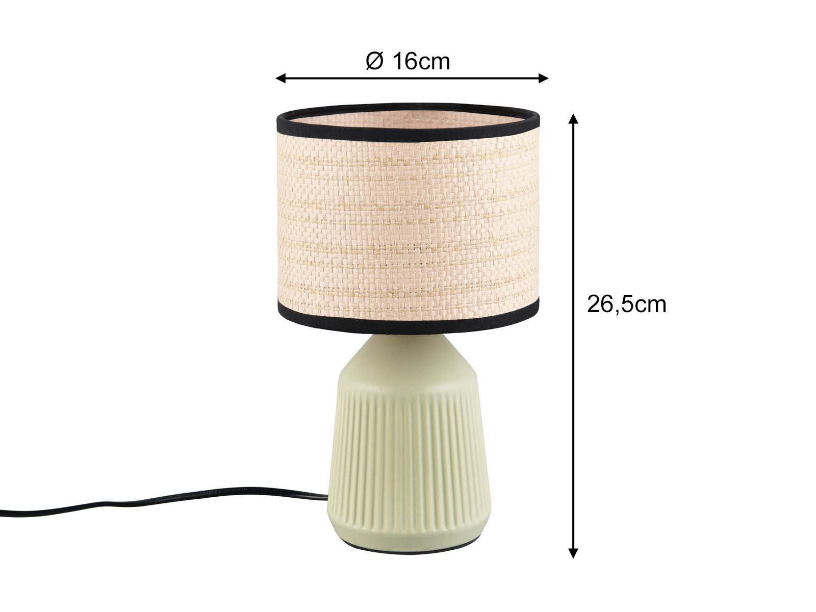Reality Leuchten LED Nachttischlampe Keramik, Papier geflochten, Höhe 26,5cm, Leuchtmittel dimmbar, LED wechselbar, Warmweiß, klein-e Landhaus-Stil Tischlampe m – Bild 4 von 5