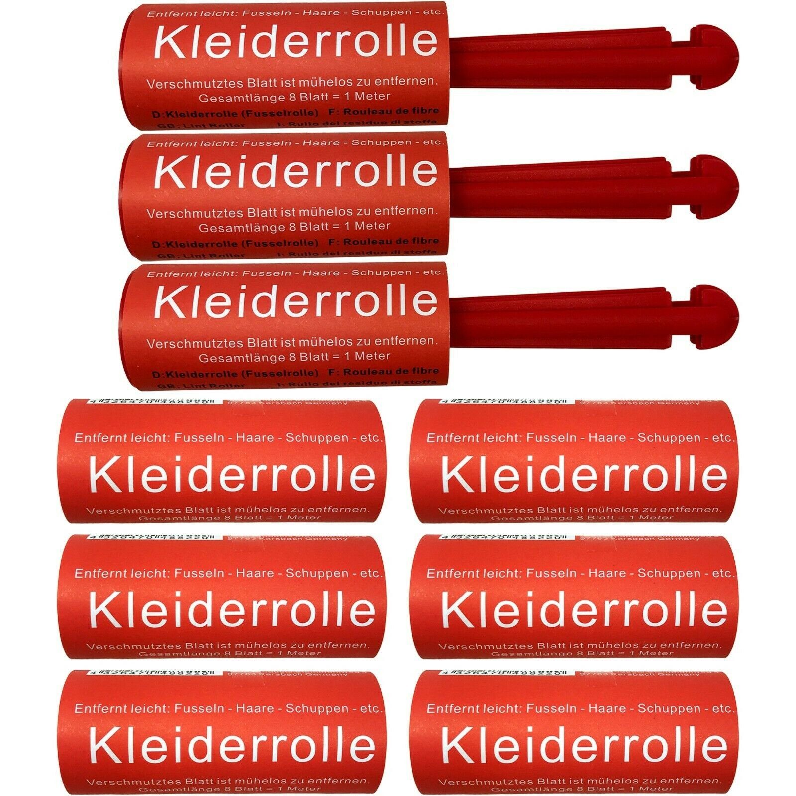 Osma Fusselbürste Fusselrolle 3 Abroller mit 9 Rollen Kleiderrolle, Fusselbürste, Tierhaarrolle