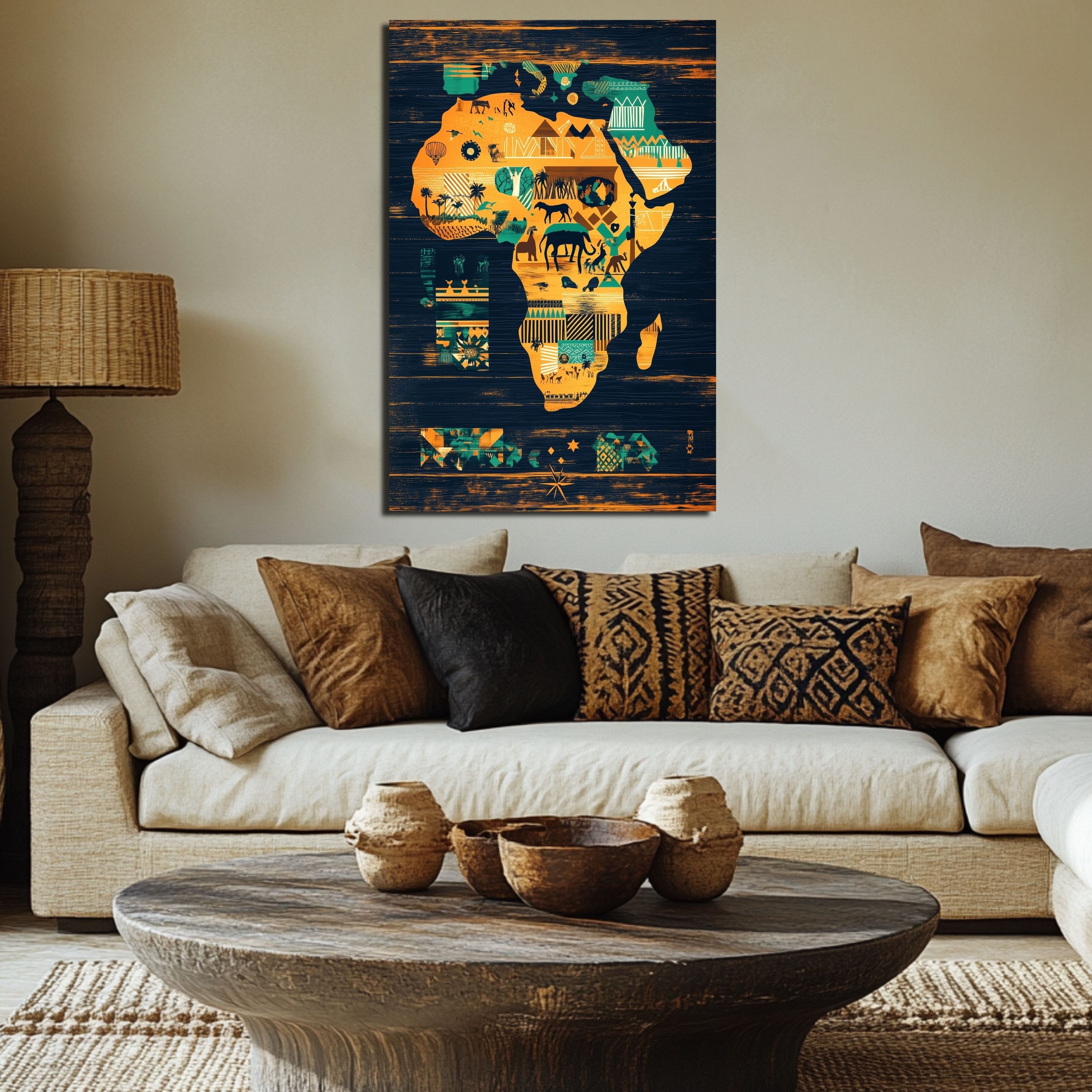 DARO Design Leinwandbild Modern Abstrakt Wandbilder XXL Wandbild Wand Deko Leinwand Bilder, (Kontinent Afrika - Bild groß Wohnzimmer Schlafzimmer Küche Esszimmer Einteilig Querformat Fotodruck Leinwände Wanddeko Abstrakte Kunst Boho), 30x20cm