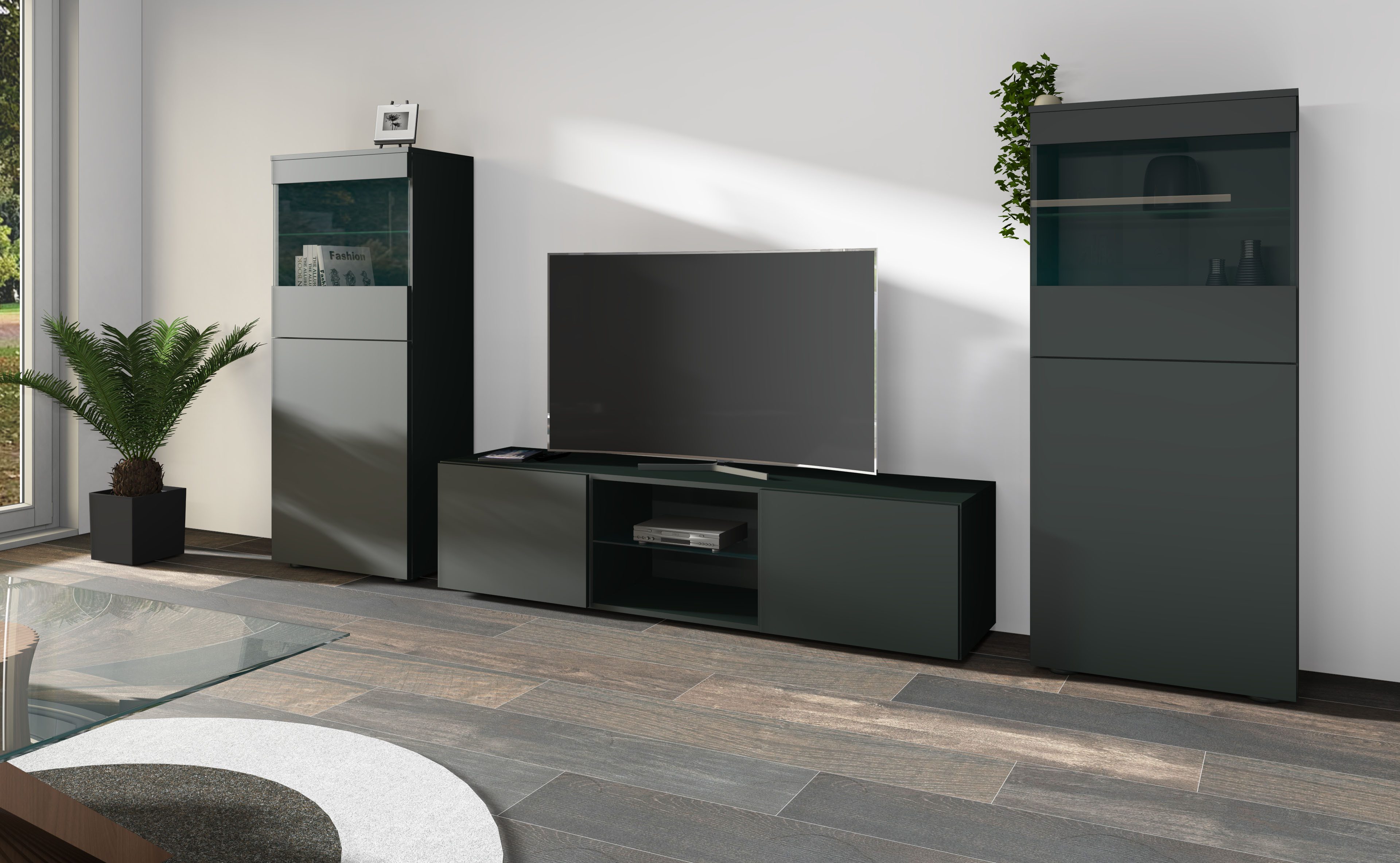 borchardt Möbel Wohnwand Scala, Mediawand 3-teilig mit 2 Vitrinen und Lowbo günstig online kaufen