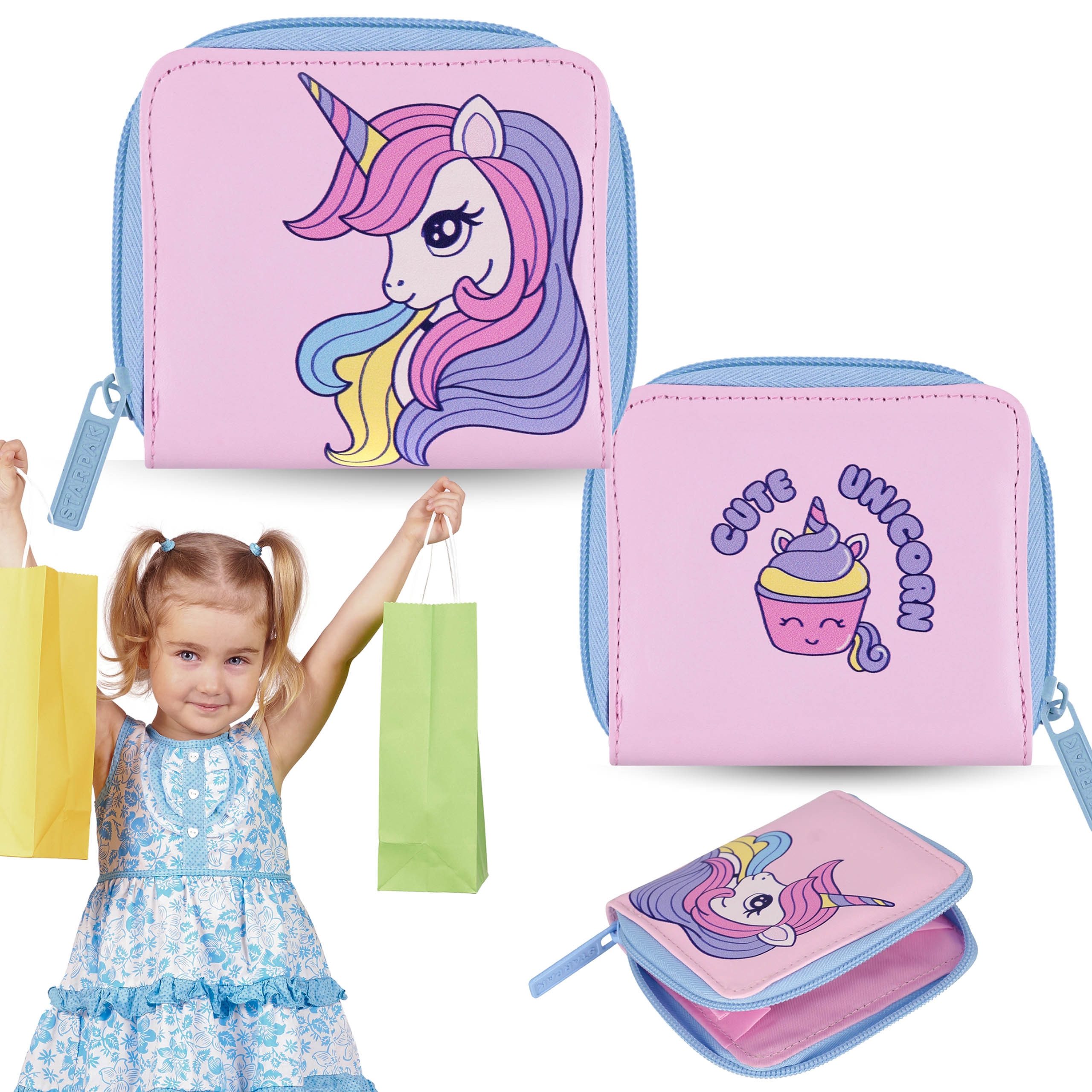 Sarcia.eu Geldbörse Einhorn Geldbörse für Mädchen, rosa Mädchen Geldbörse 9x10x2 cm