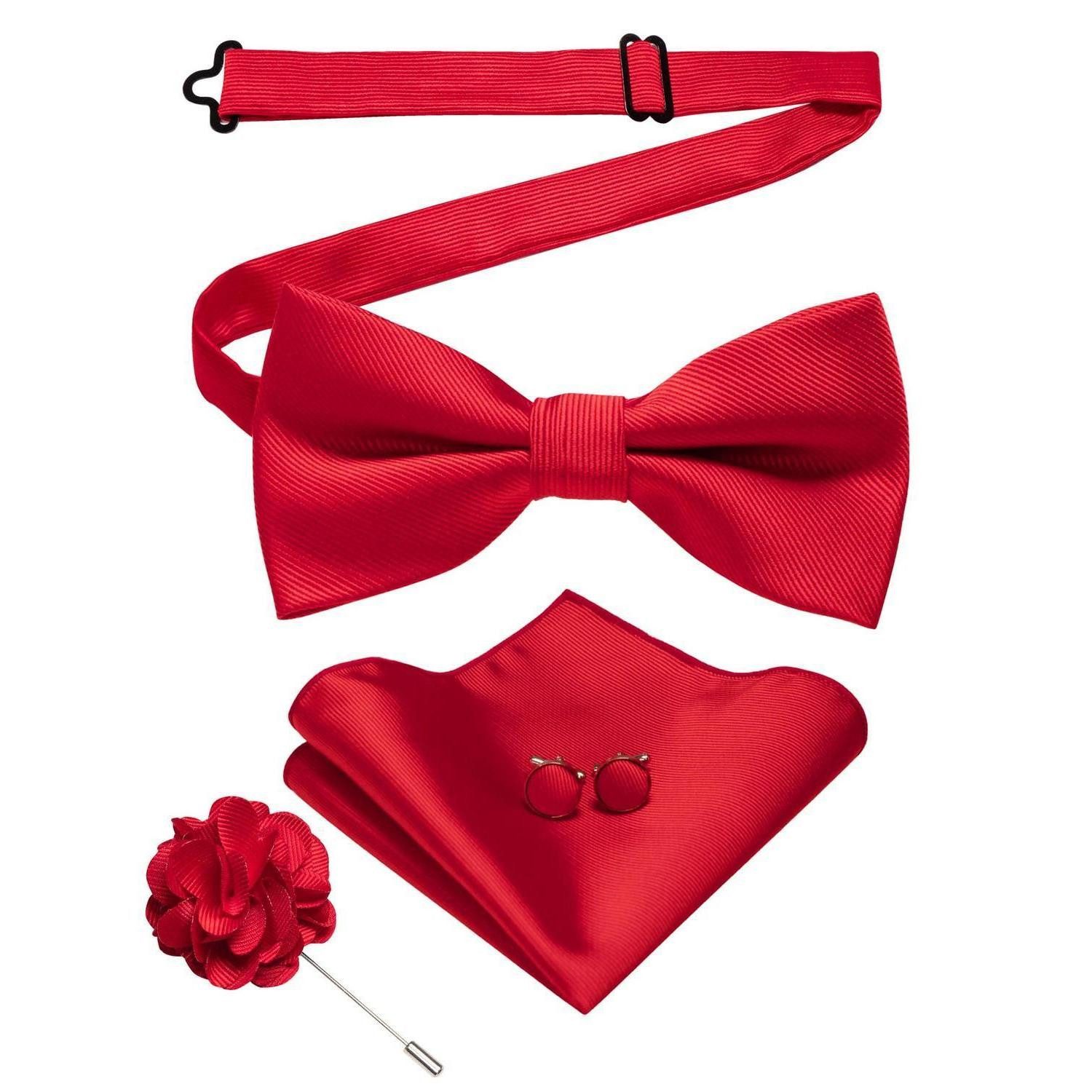 LuxusKollektion Fliege Herren Fliegen Set Rot Uni Twill Geschenkset