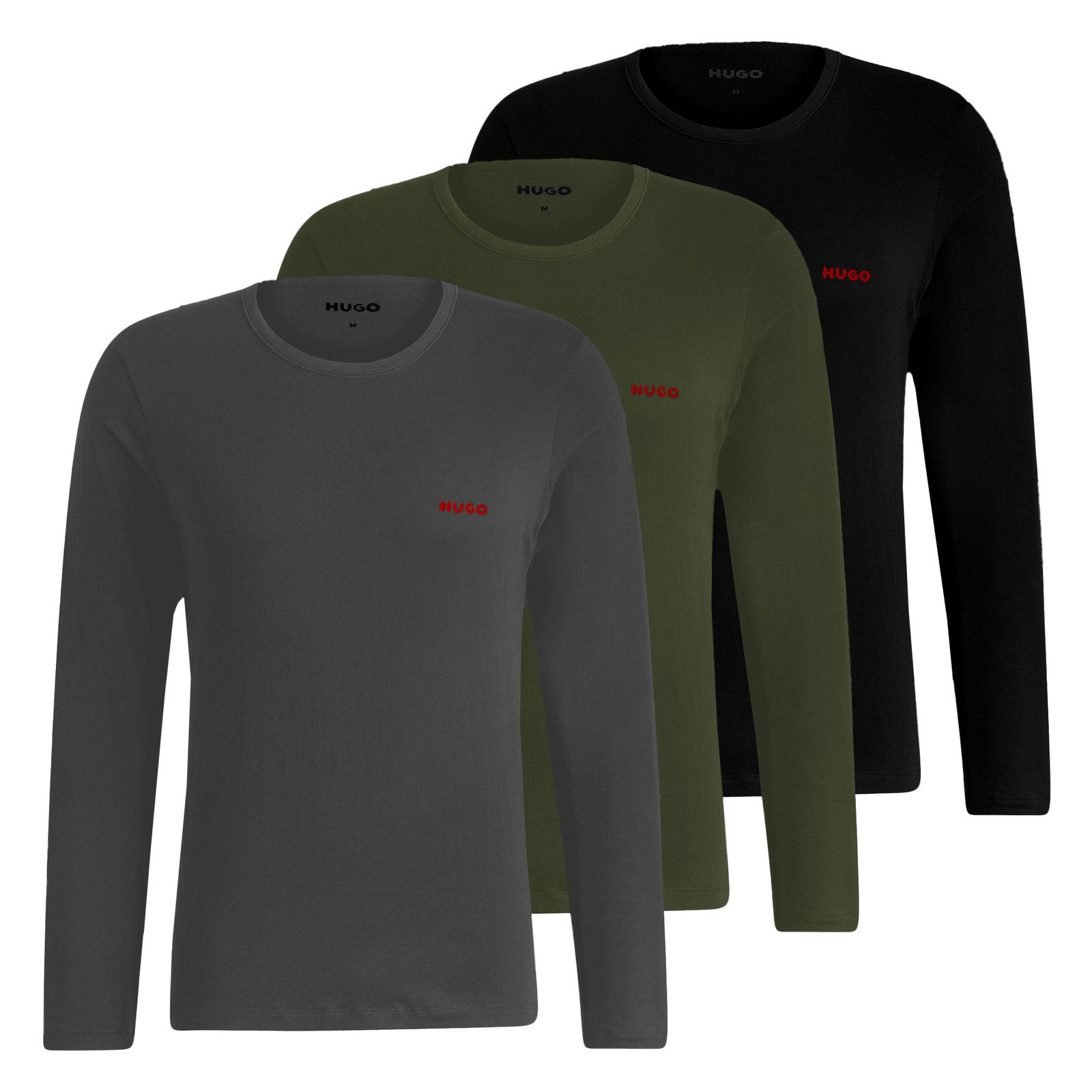 HUGO Unterziehshirt Langarmshirts RN Triplet (3-St., 3 Stück) mit fein geri günstig online kaufen
