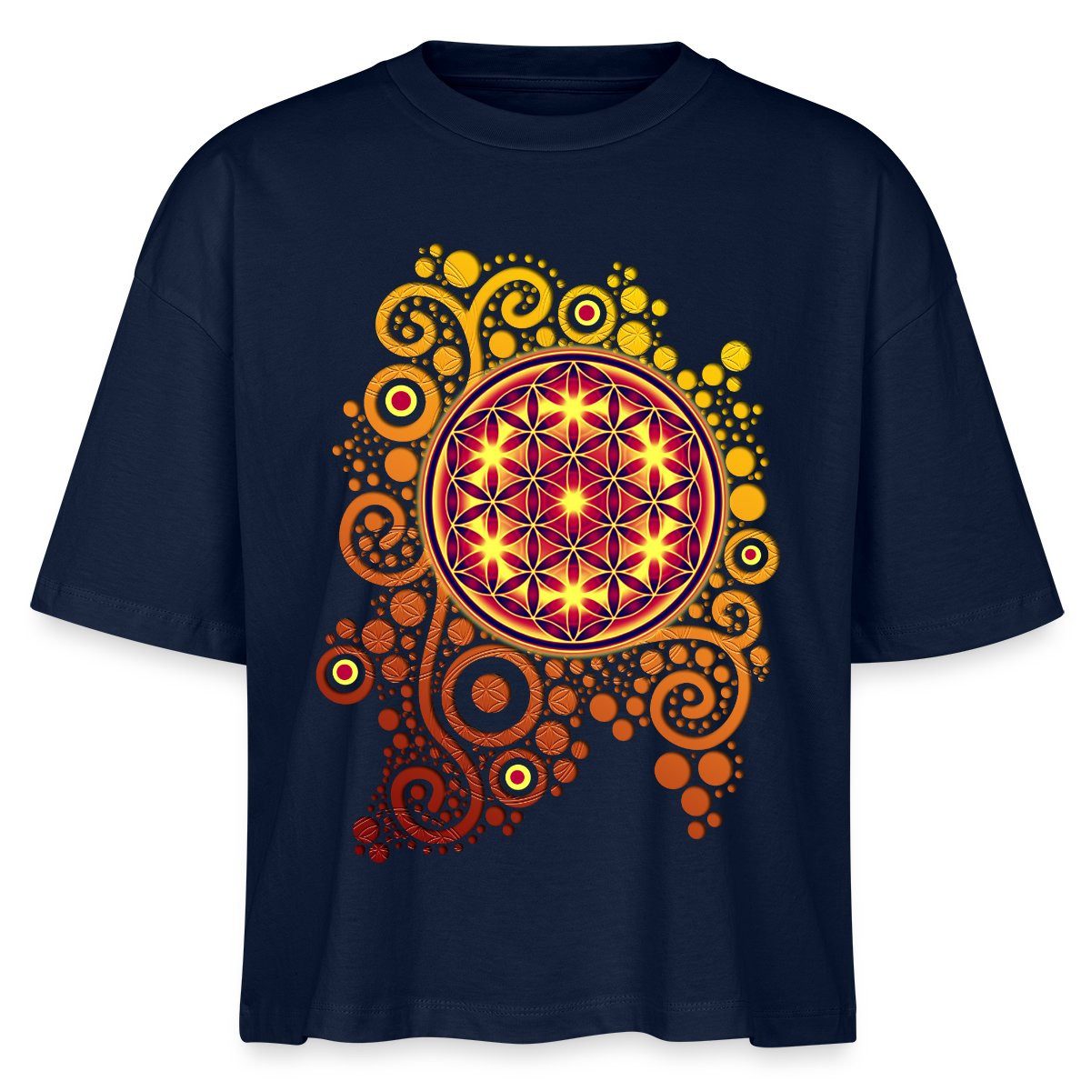 T-Shirt Blume des Lebens Boxy Shirt Damen