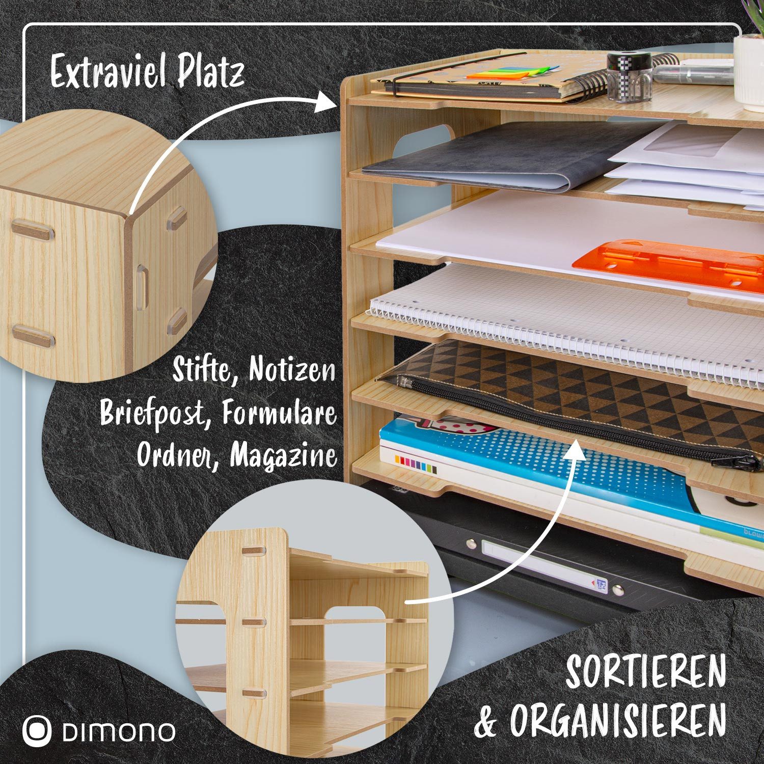 Dimono Dokumentenhalter Schreibtisch-Organizer (Papierablage aus Bambus, Br günstig online kaufen