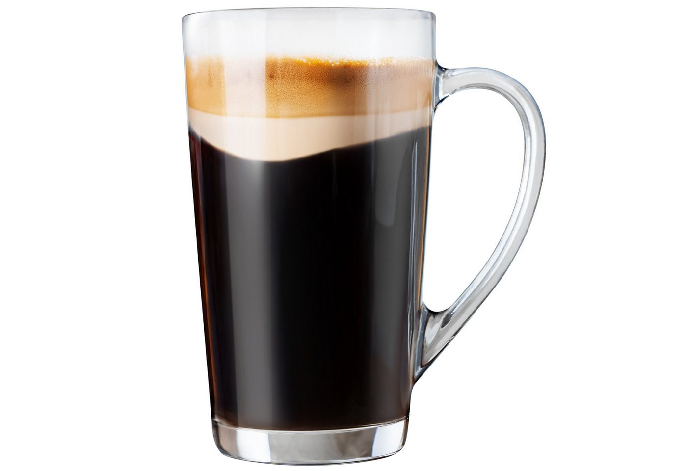 KONZEPT Latte-Macchiato-Tasse Latte Macchiato Gläser Set mit Henkel, Set Kaffeegläser 350 ml, 12-tlg., 6/12-er Set aus transparentem Glas