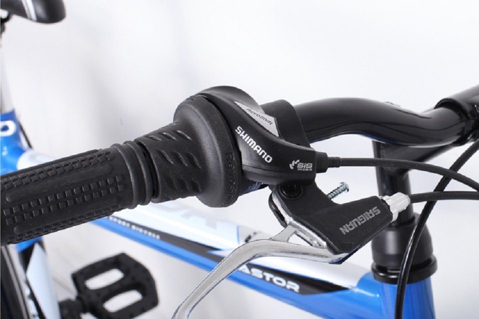 Talson Kinderfahrrad 24 Zoll Cityrad, 21 Gang Shimano, Kettenschaltung, mit Beleuchtung nach StVZO und Gepäckträger Blau