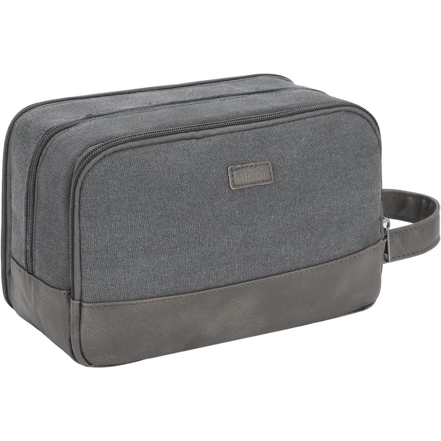 LuxusKollektion Kulturbeutel Kulturtasche Herren Reise Doppkit Canvas Rasur Grau