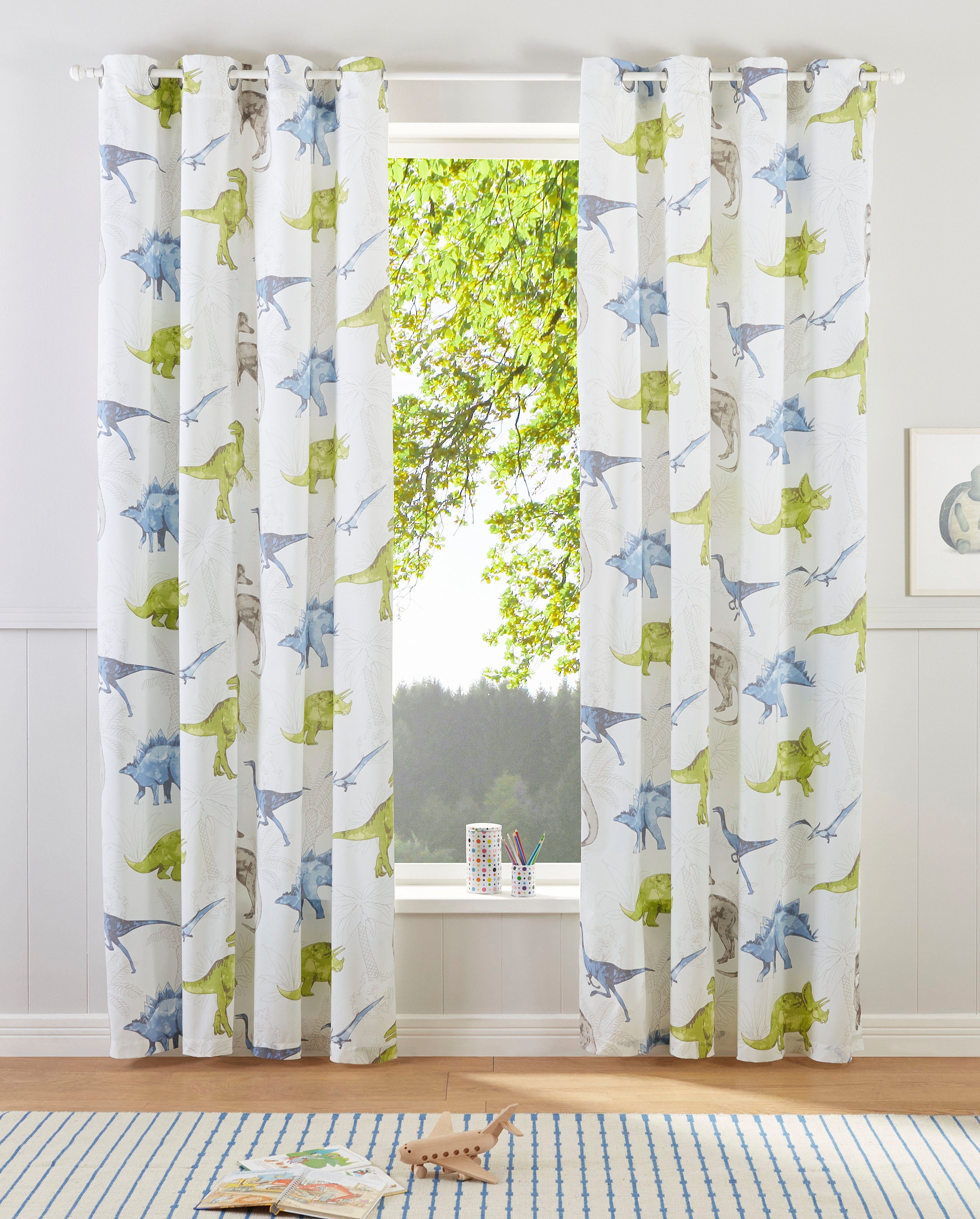 OTTO home Gardine DINO (1 St), Ösen, halbtransparent, Polyester, Kindergard günstig online kaufen