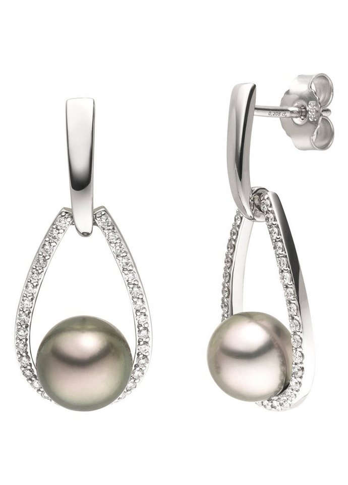 JOBO Paar Ohrstecker, 585 Weißgold mit ... JOBO Paar Ohrstecker, 585 Weißgold mit ...