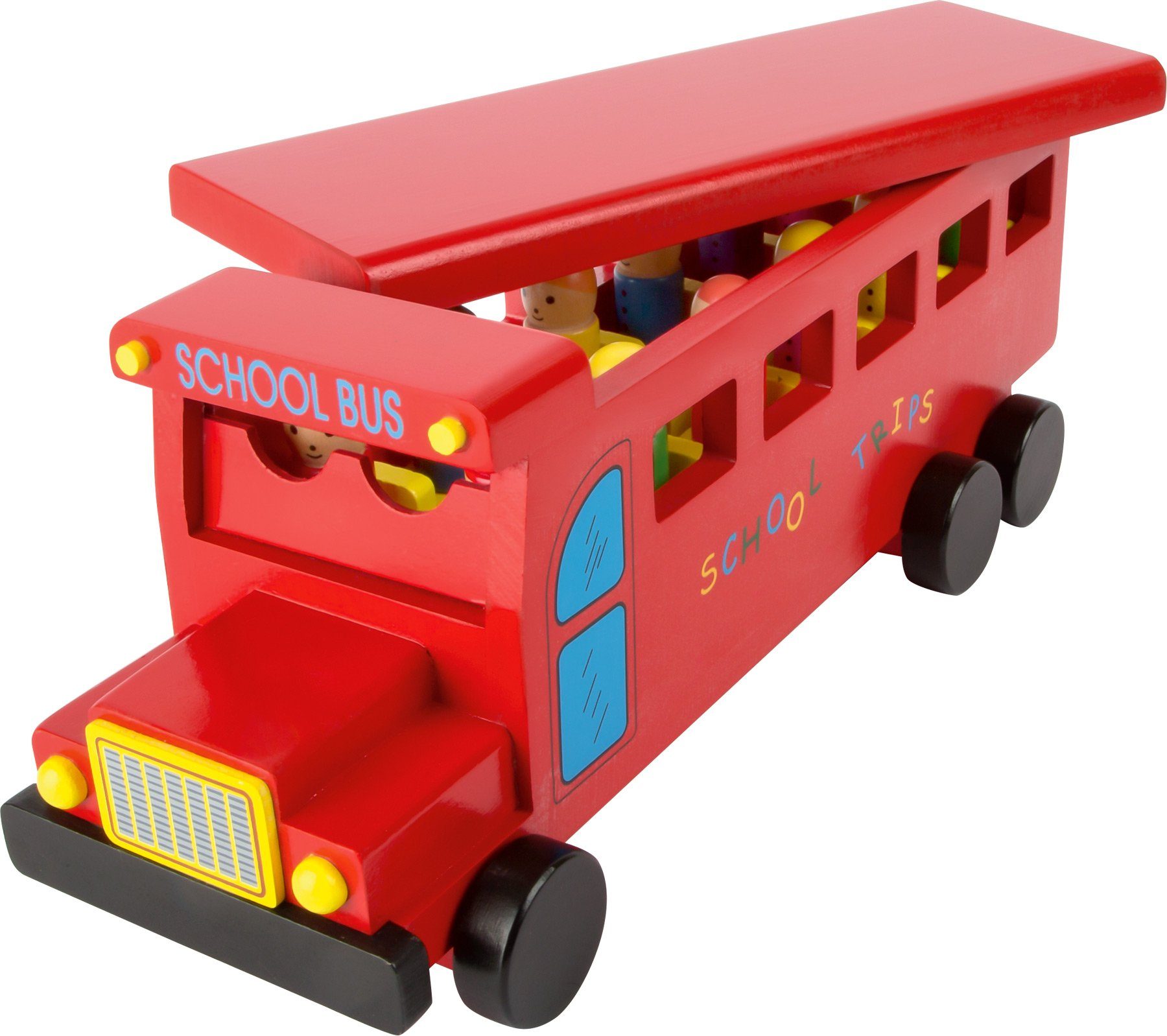 LeNoSa Spielzeug-Bus Holz Schulbus 34 cm (ab 18 Monate) 13tlg., (13-tlg)