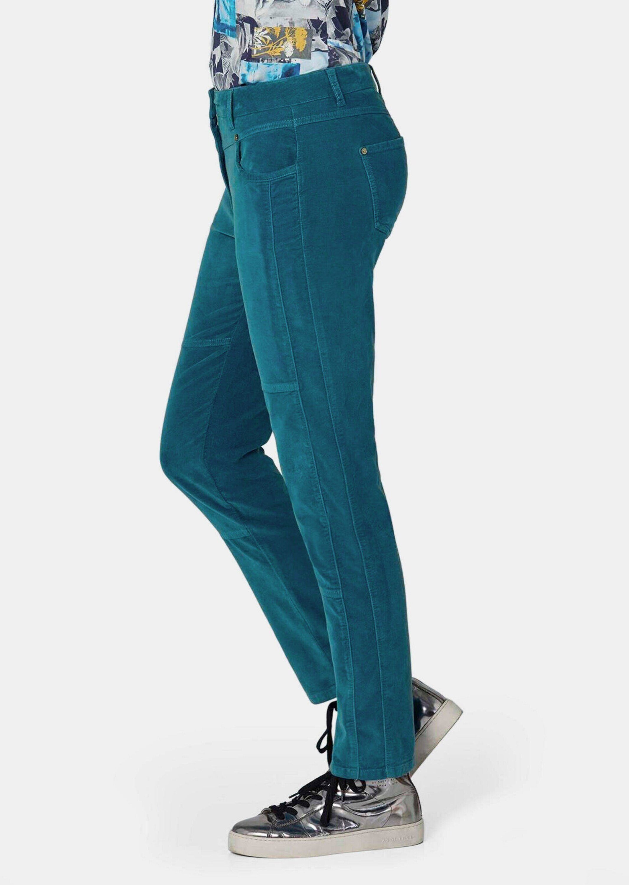 GOLDNER Schlupfhose Kurzgröße: Bequeme Samthose mit raffinierter Naht Unifarbenes Design mit modernem Formbund