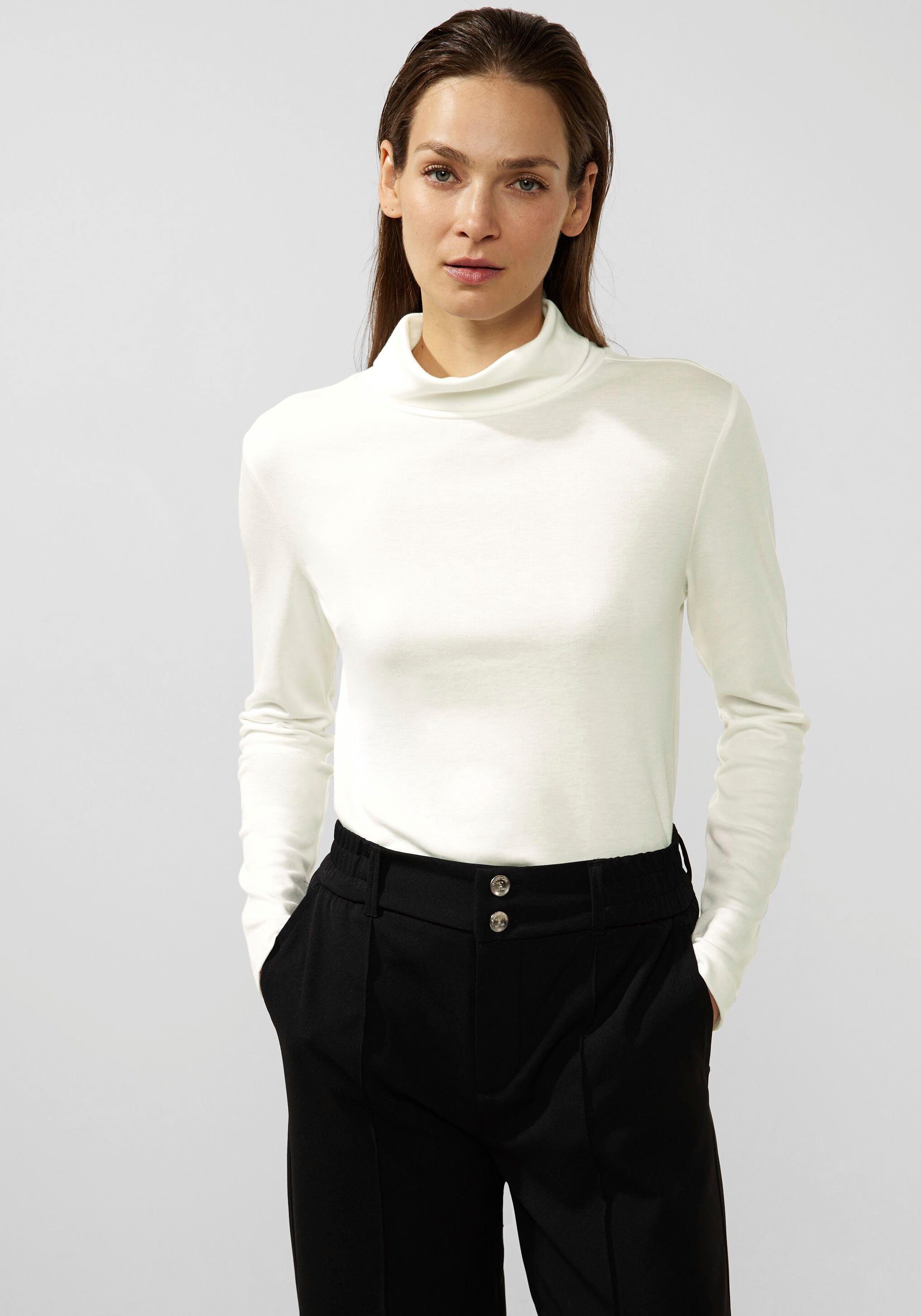 STREET ONE Sweater mit Ziernaht Rücken off im white