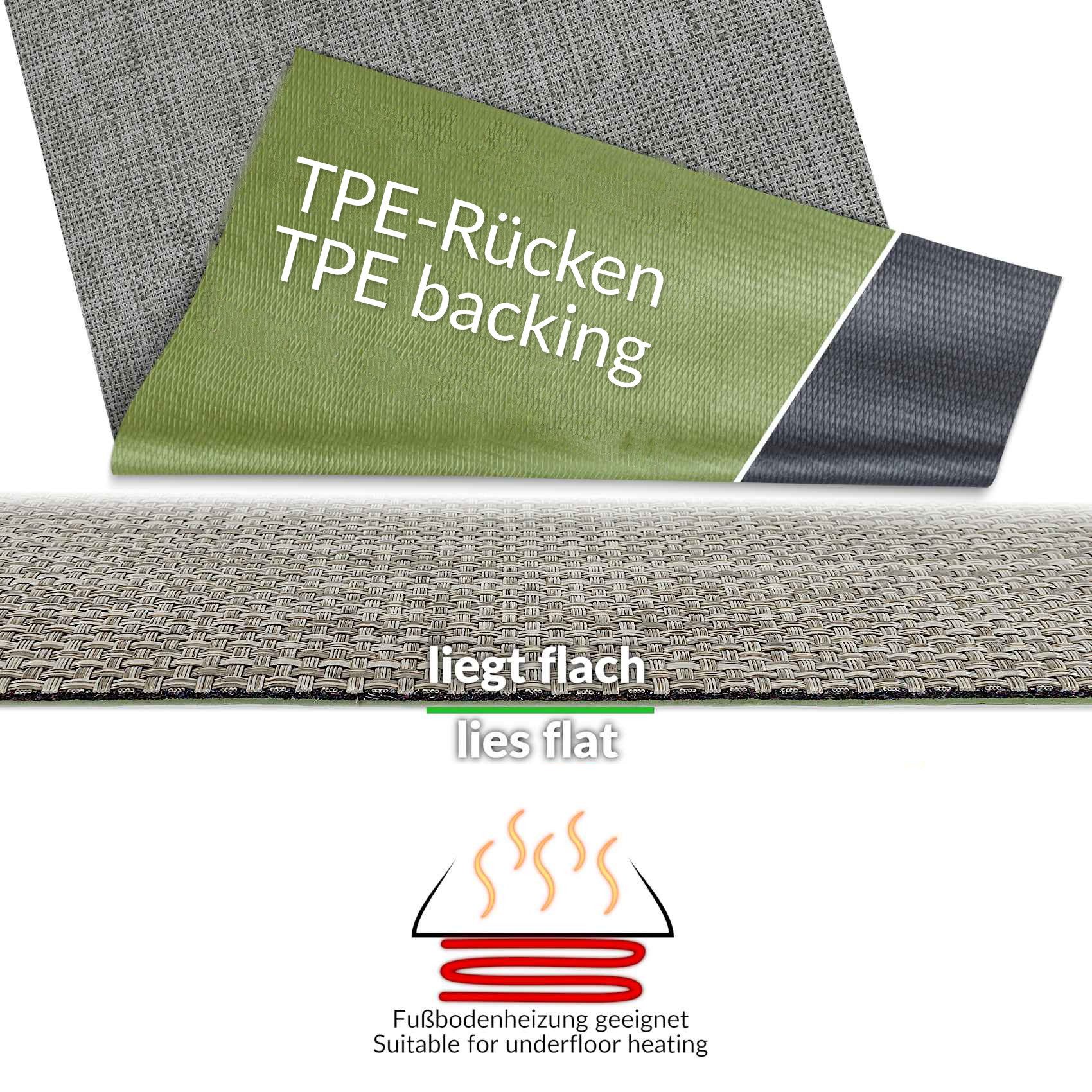 ANRO Küchenläufer Hochwertig Outdoorläufer Teppich TATAMI Läufermatte, Eckig, Höhe: 3 mm, Rattanoptik – Bild 3 von 5