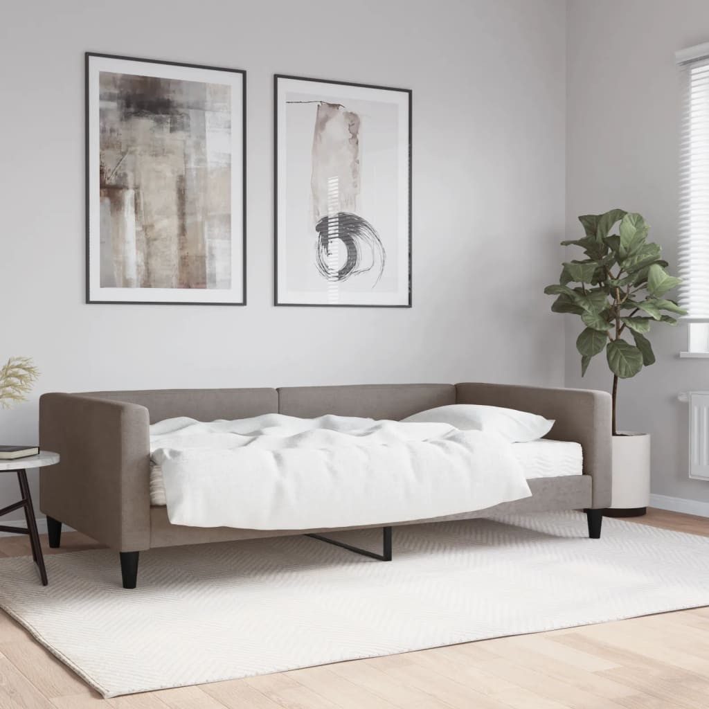 vidaXL Daybed, Tagesbett mit Matratze Taupe 100x200 cm Stoff