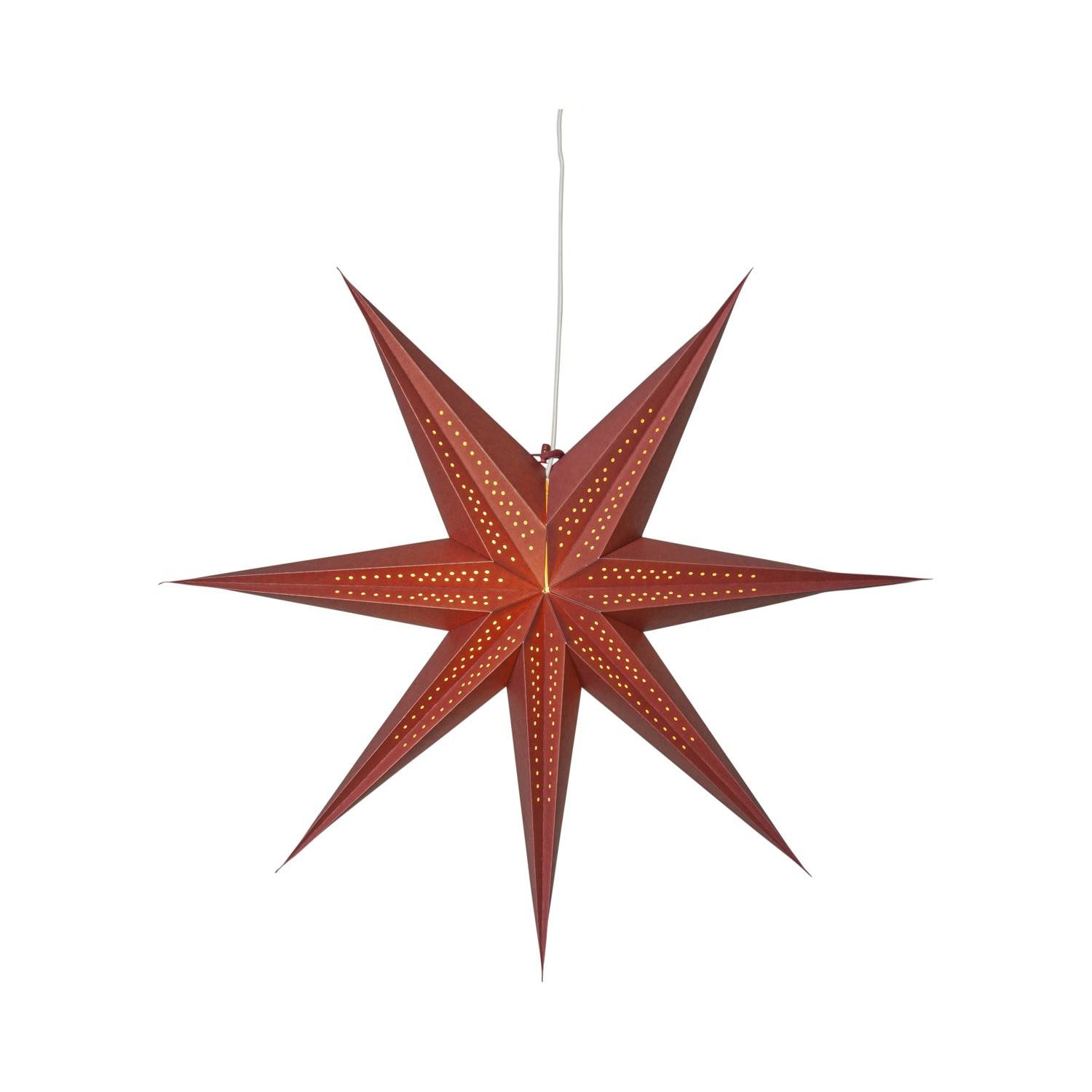 STAR TRADING LED Dekolicht Point, Großer Papierstern,Point' in Rot, dekorative Falz und Lochmuster, 7-z