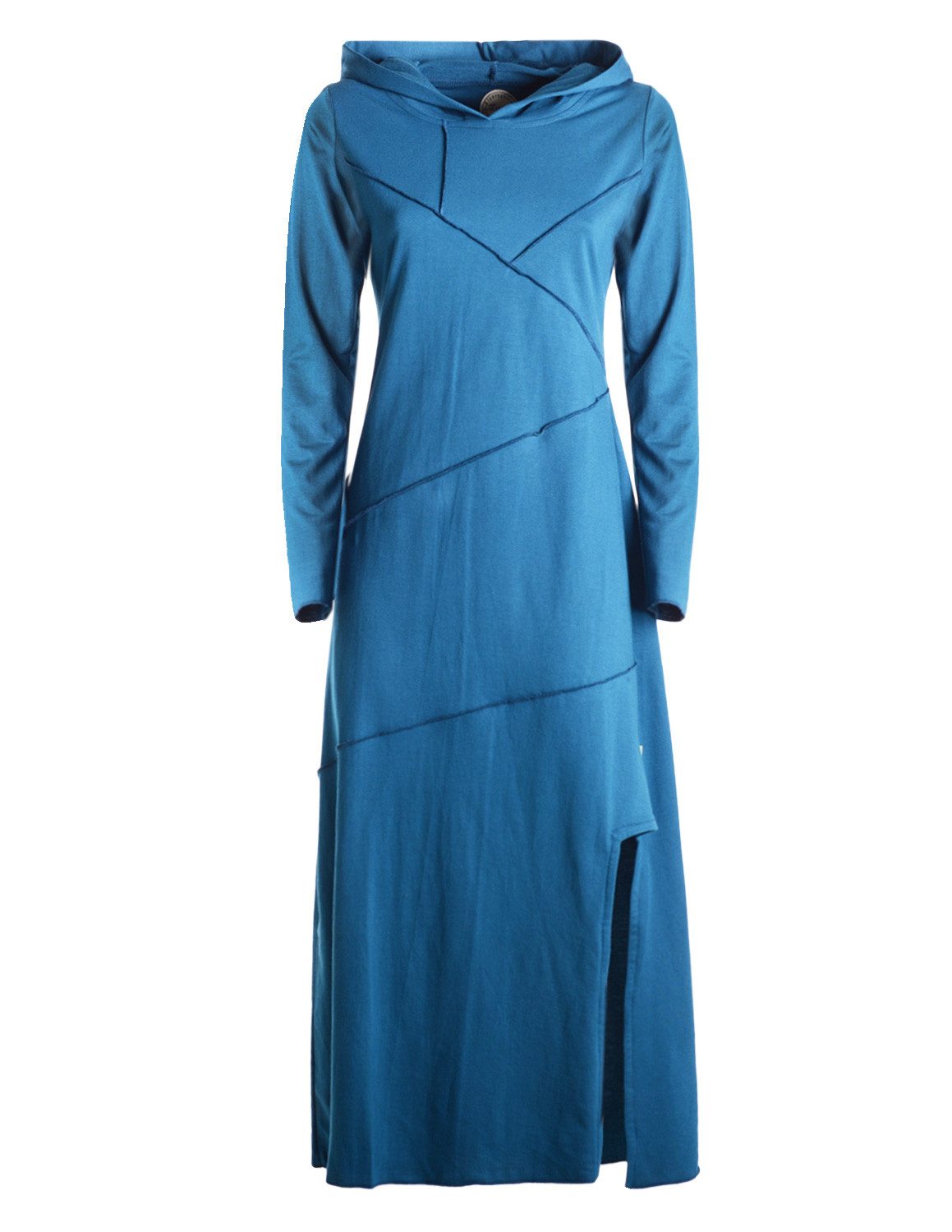 Vishes Maxikleid Damen knöchellanges Kleid Baumwolle Patchwork Design Kapuz günstig online kaufen
