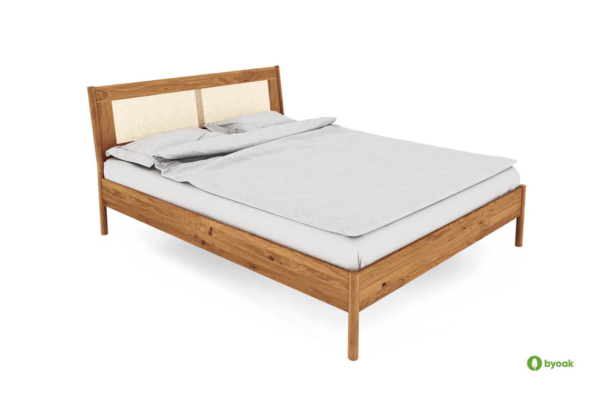 byoak Bett POLA mit Rattankopfteil, Naturgeölt günstig online kaufen