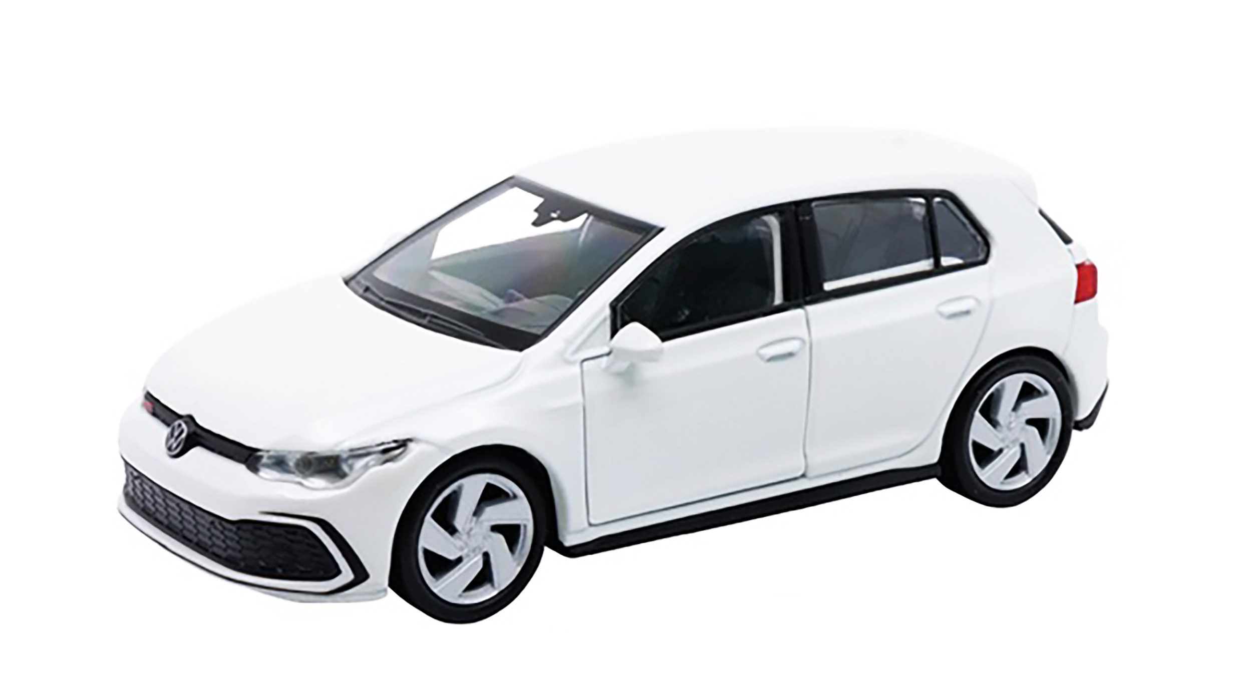 Welly Modellauto VOLKSWAGEN GOLF 8 GTI aus Metall Modellauto VW 49 (Weiss-Metallic), mit Rückzugmotor Modell Auto Spielzeugauto