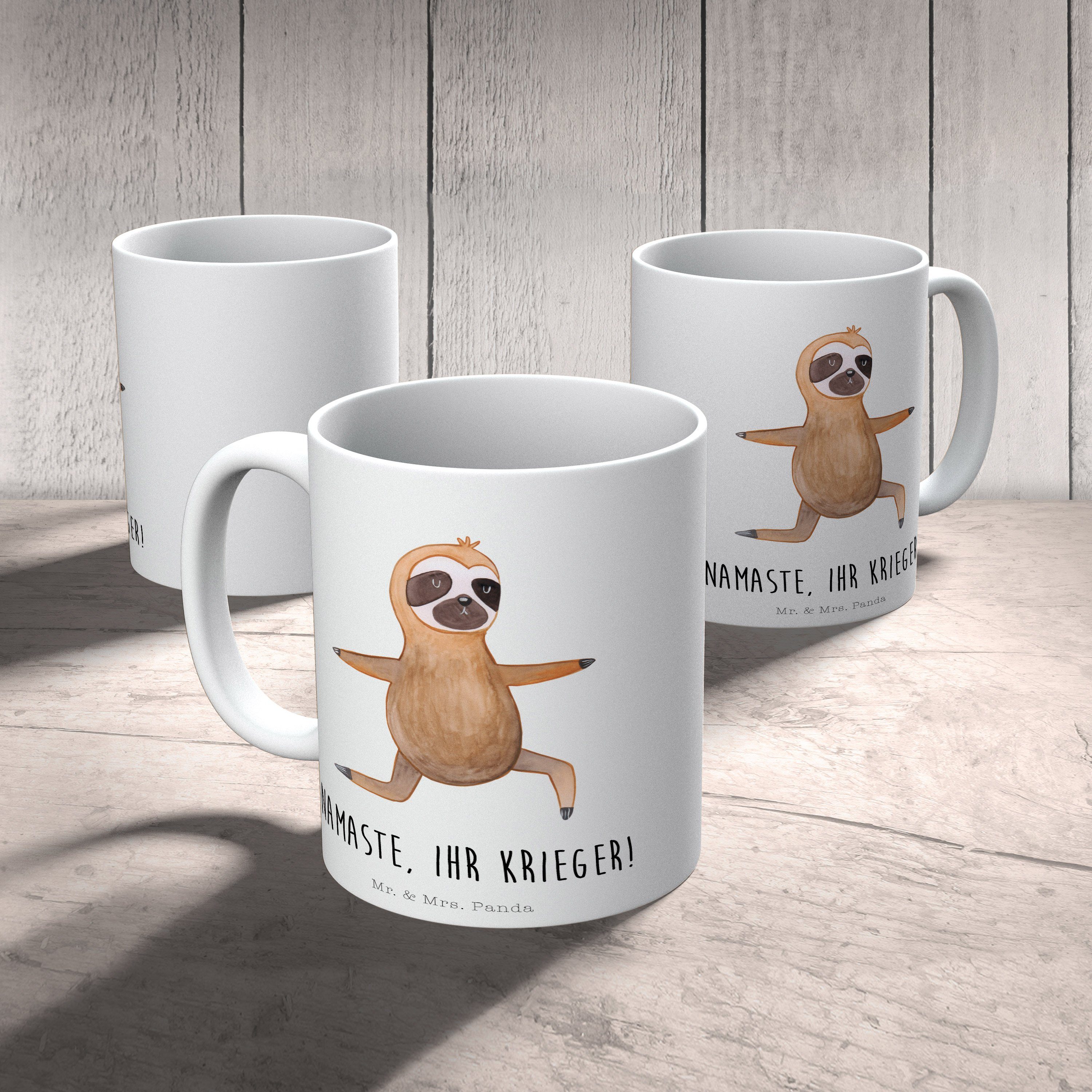 Weiß Porzell, Geschenk, - - Tasse Namaste, Faultier Faultier Yoga Geschenk, & Mrs. Keramik Panda Mr.