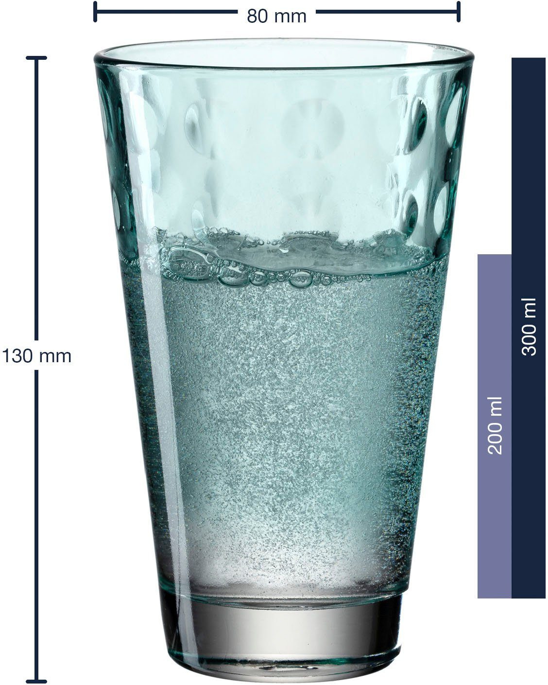 LEONARDO Longdrinkglas OPTIC, 6-tlg., Glas, 300 ml, 6-teilig