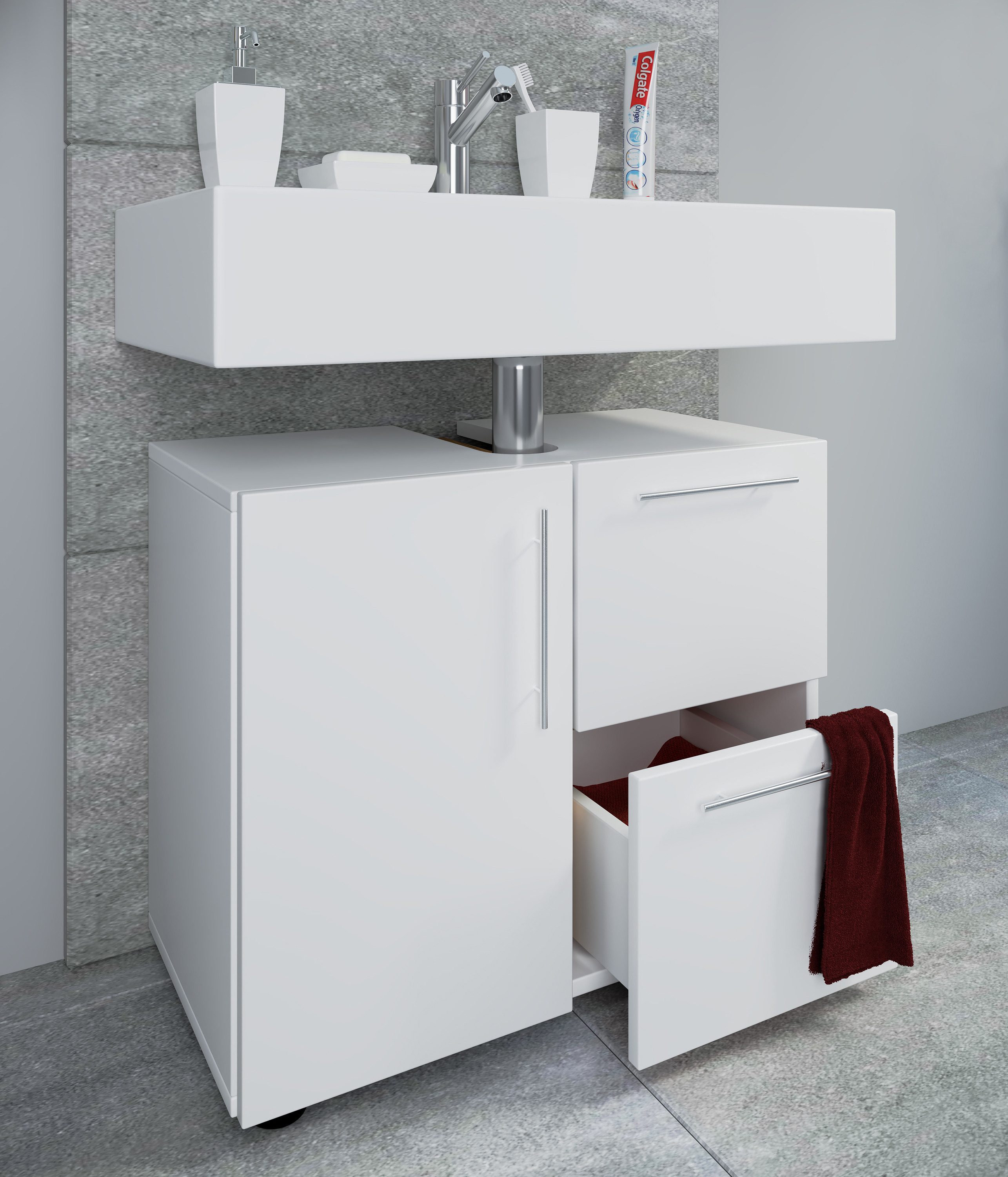 VCM Waschbeckenunterschrank Holz Badmöbel Badunterschrank Flandu Schublade günstig online kaufen