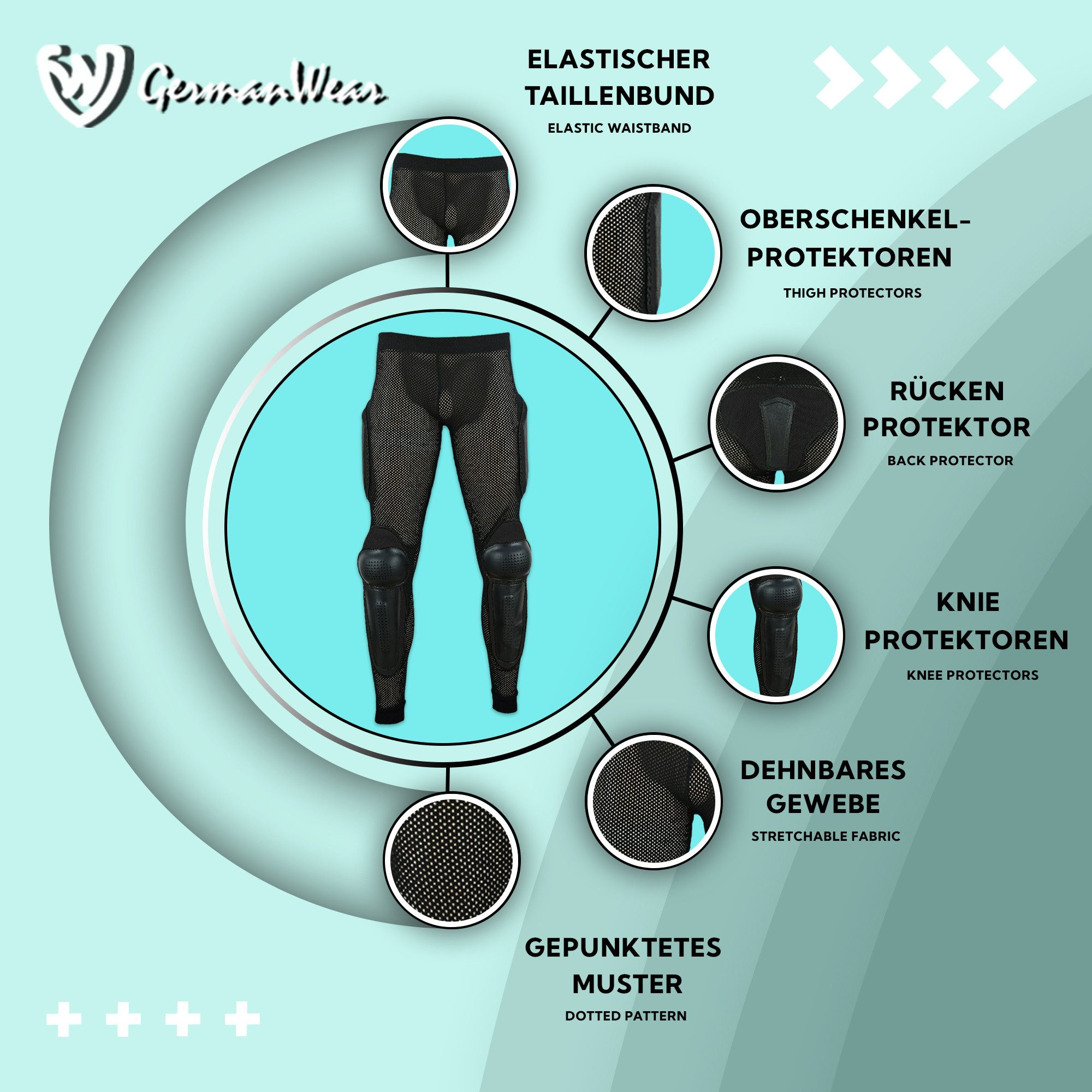 German Wear Protektorenhose GW520T, Protektorenhose Motorrad protektoren – Bild 5 von 5