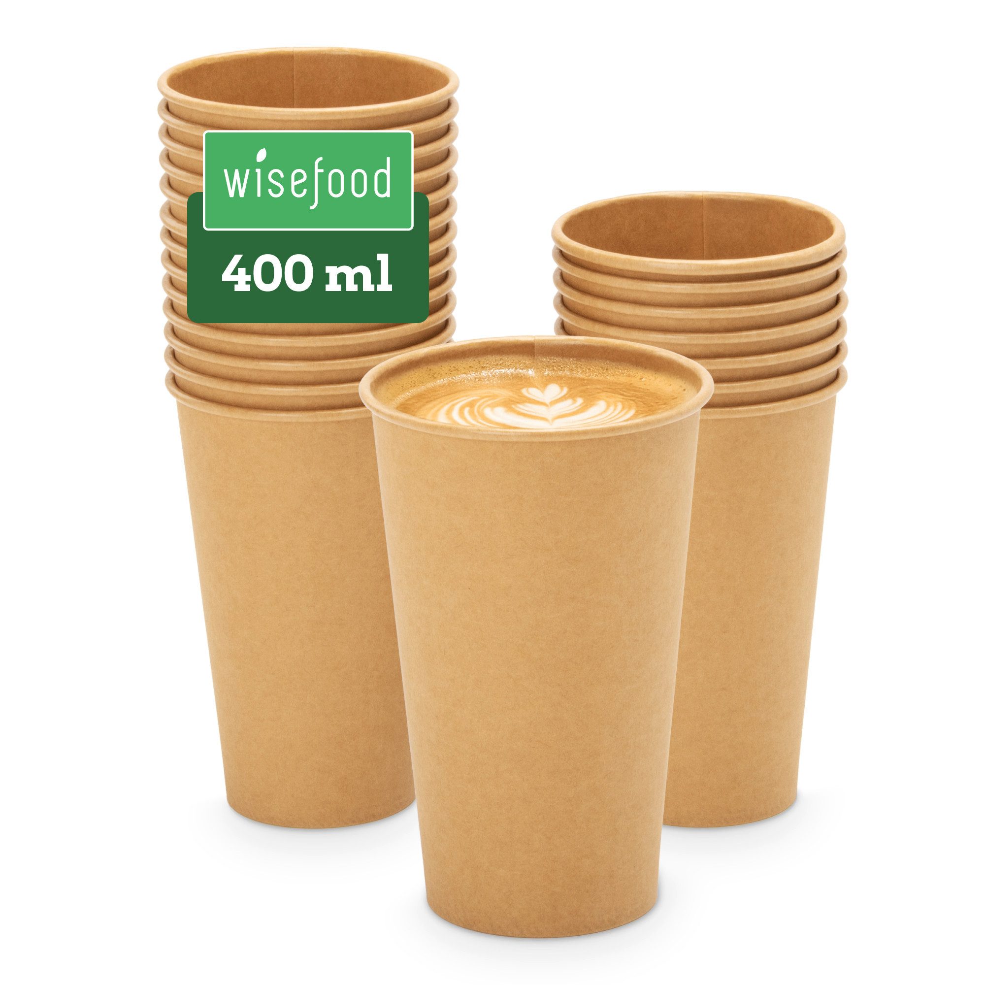 wisefood Einwegbecher 50-tlg., Bio-Pappbecher, 400, 50-tlg., Papier