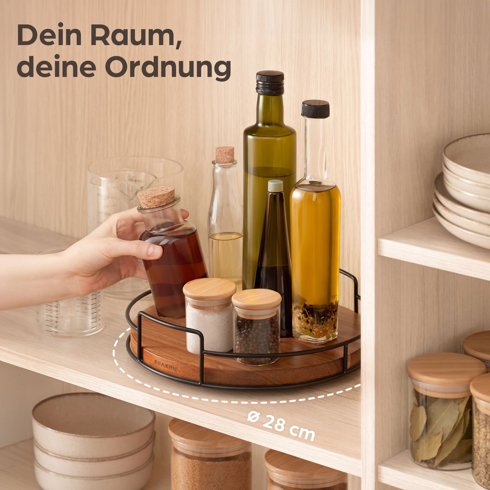 Praknu Gewürzkarussell Drehteller Organizer Holz - Aus nachhaltigem FSC Aka günstig online kaufen