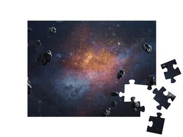puzzleYOU Puzzle Kosmos mit Asteroiden und leuchtenden Sternen, 48 Puzzleteile, puzzleYOU-Kollektionen Weltraum, Universum