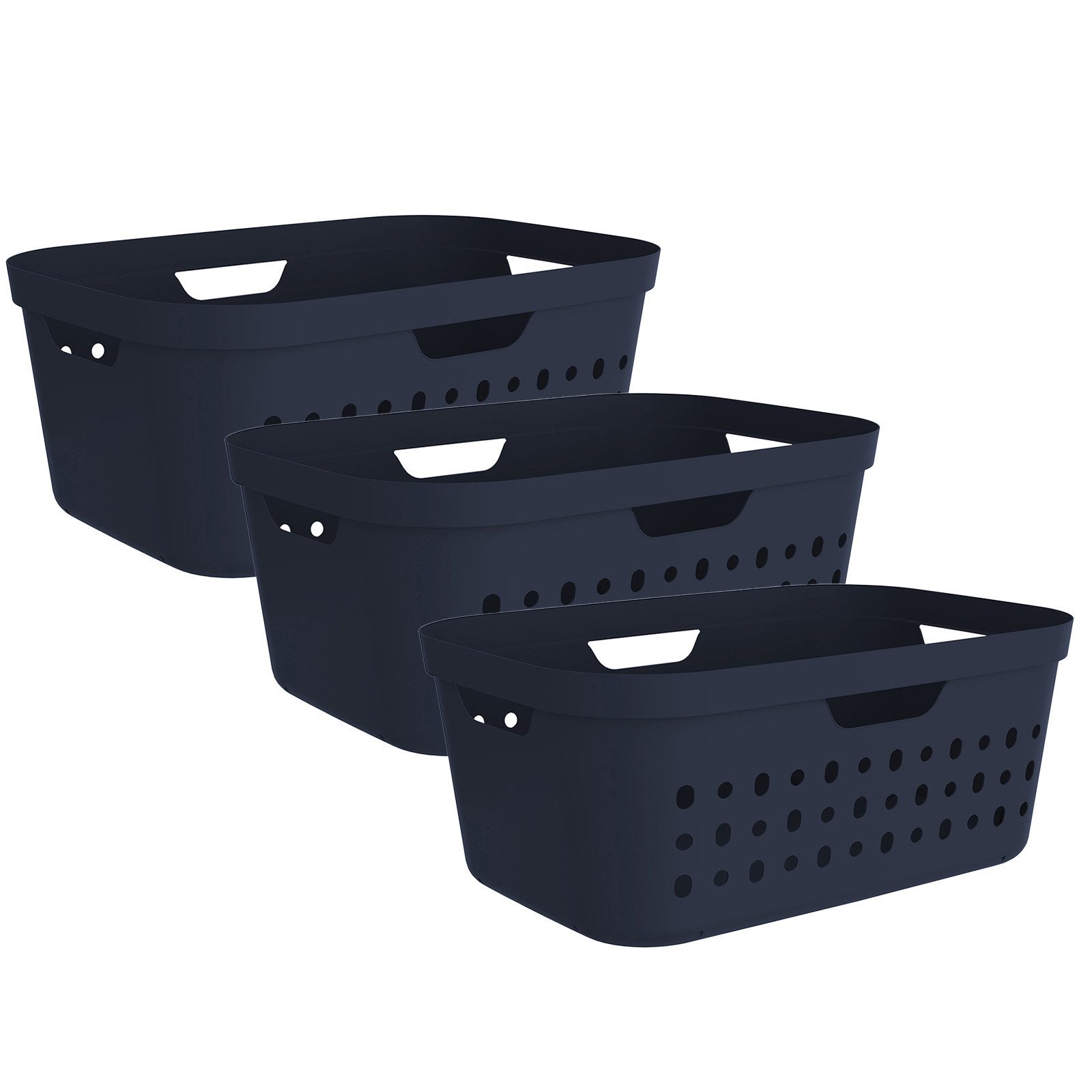 ROTHO Wäschekorb (Wäschekorbset, 3er-Set)