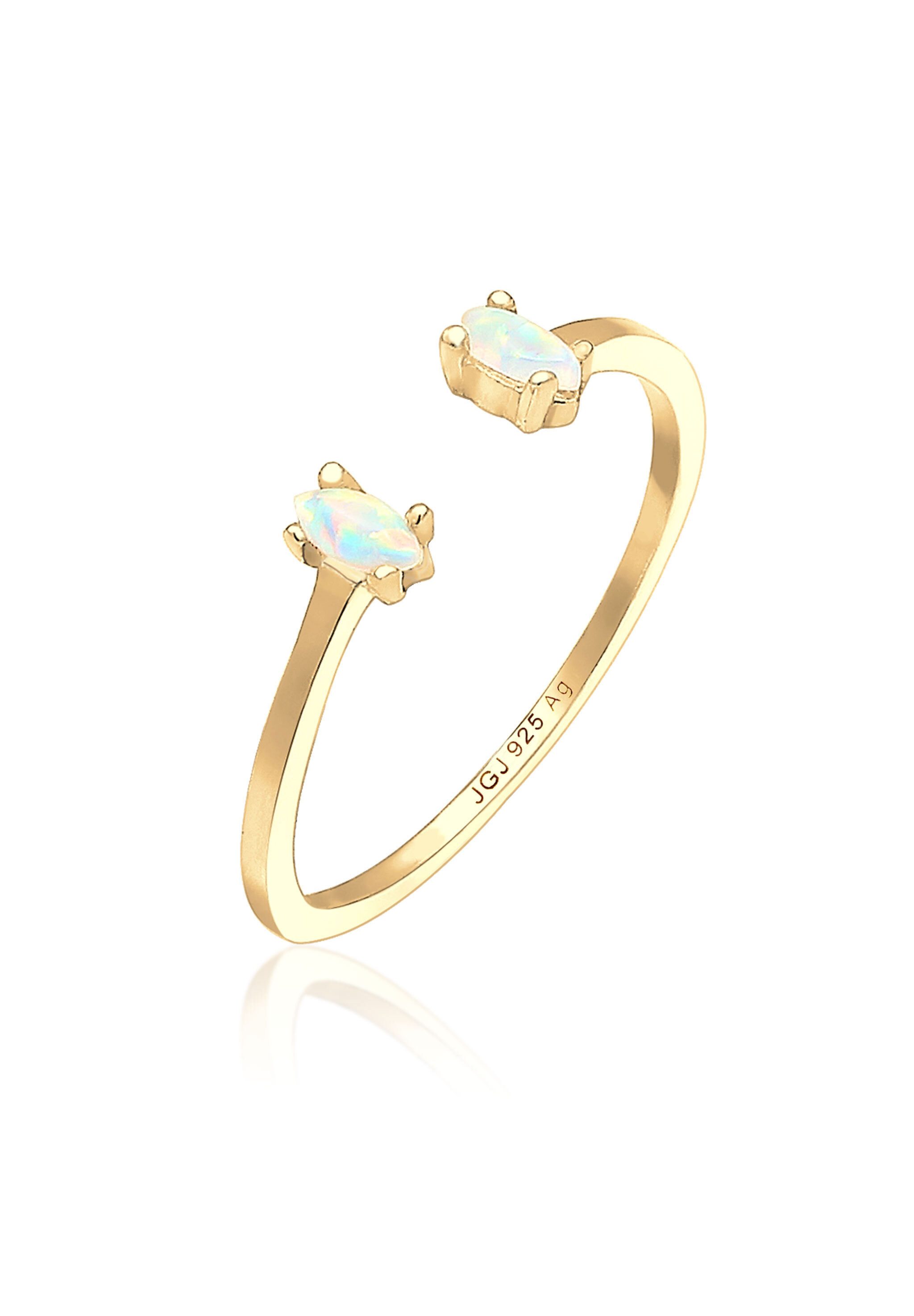 Elli Fingerring mit Opal Oval Offen Verstellbar 925 Silber, Oval günstig online kaufen