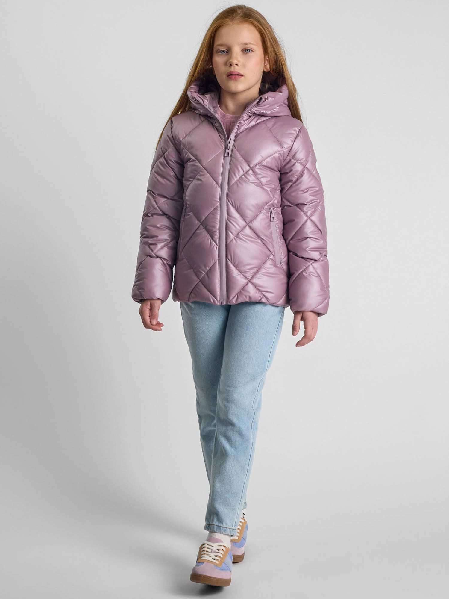 MINOTI Winterjacke Steppjacke mit Kapuze und Reißverschlusstaschen, für Mädchen Metallic-Look