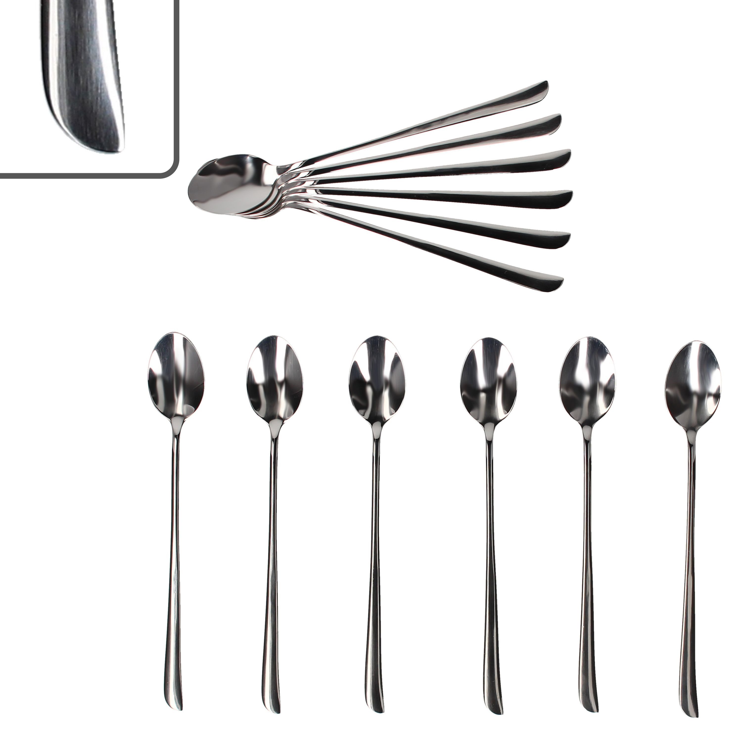 Justinus Besteck-Set 12er Set Twist lange Latte Macchiato Löffel 12 Pers Longdrink Eis, Edelstahl