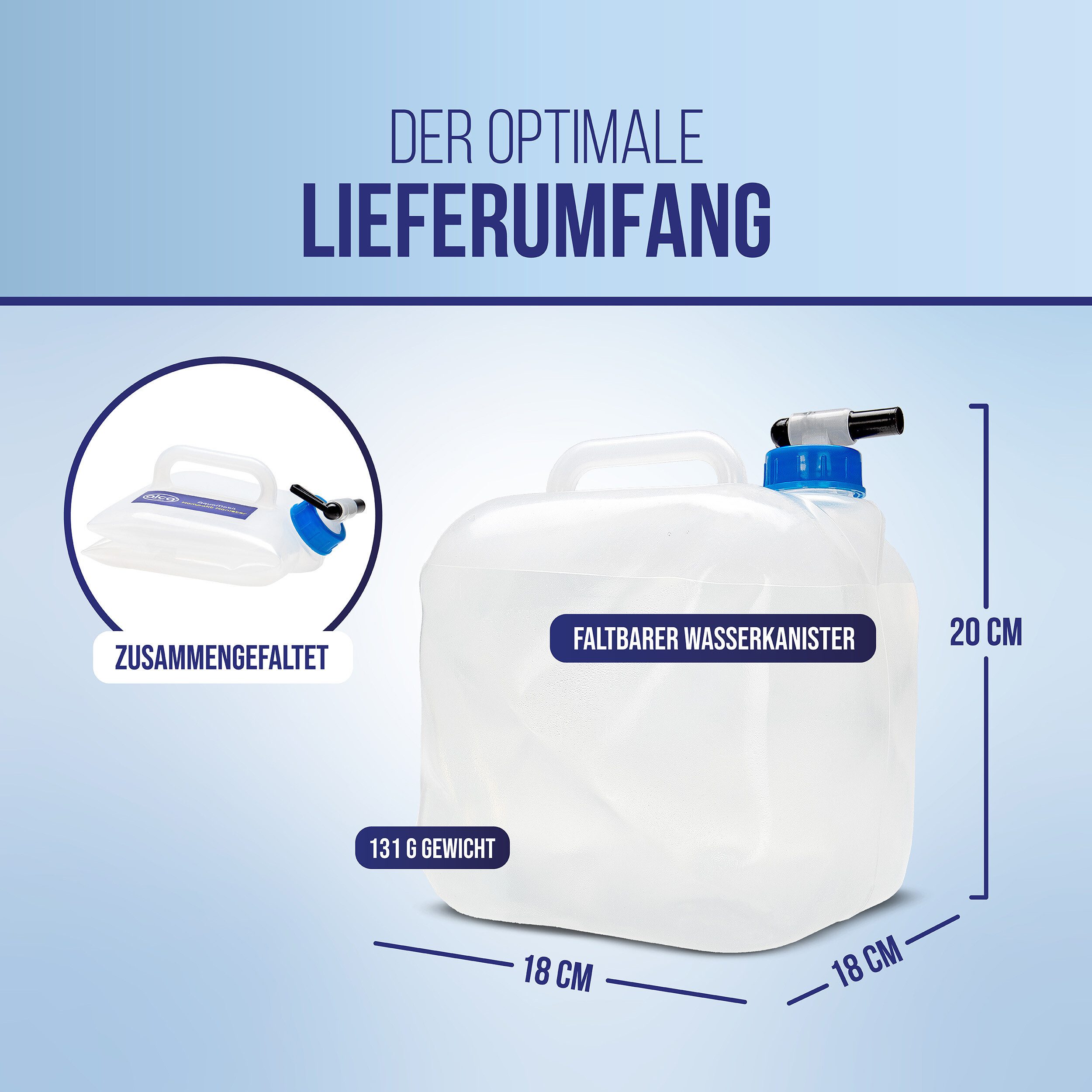 alca Wassertank Wasserkanister faltbar 5l Trinkwasserbehälter mit Ablasshahn BPA-frei (1 St)