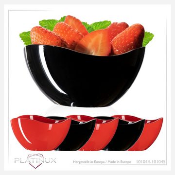 PLATINUX Schüssel Schwarze und Rote Schüsseln Set 6 Teilig, Glas, (6-tlg), 225ml Glasschälchen Müslischüssel Eisschüssel Salatschalen