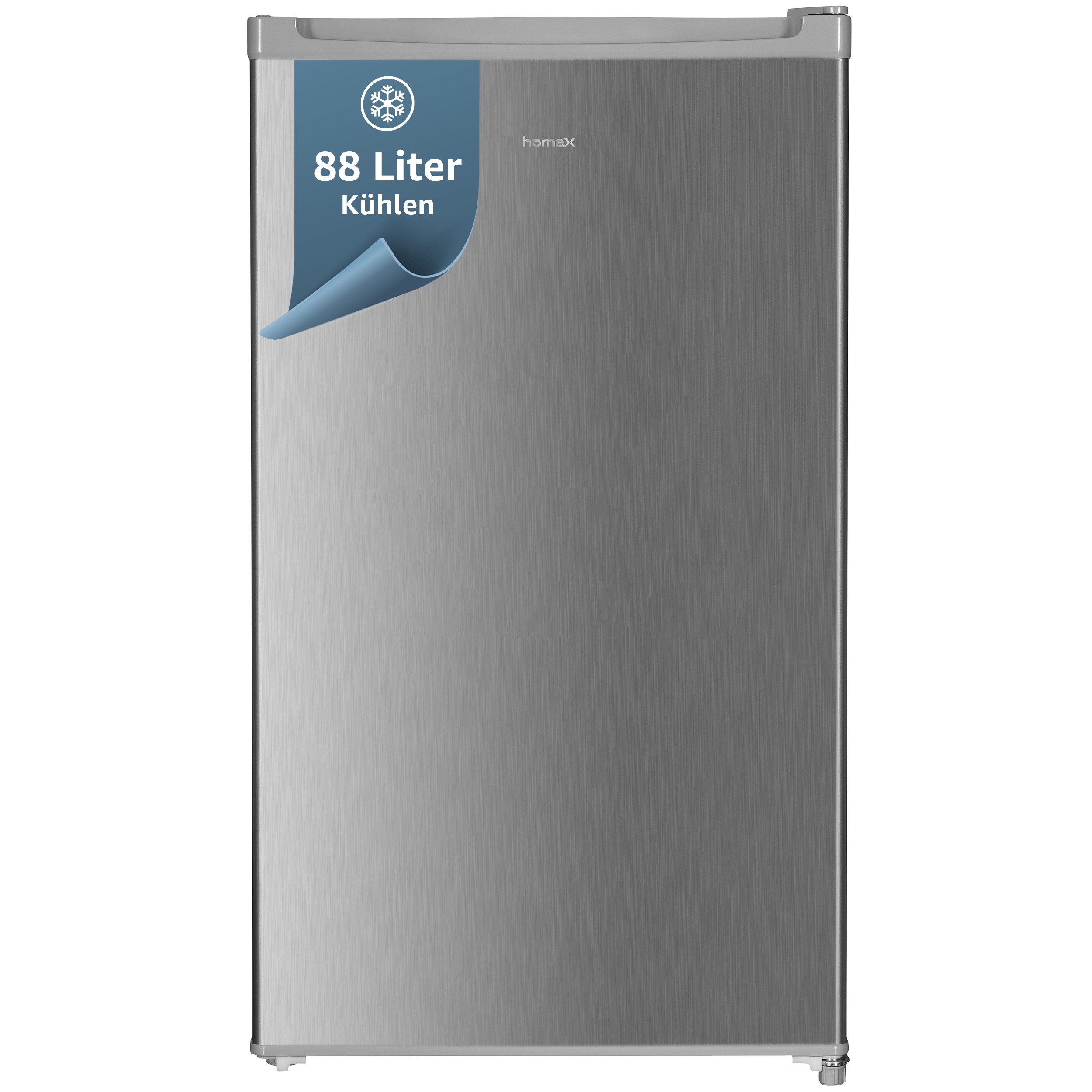 homeX Kühlschrank CS1016-S, 85 cm hoch, 47.5 cm breit, 88 Liter, Tischkühlschrank ohne Gefrierfach, klein, freistehend, leise