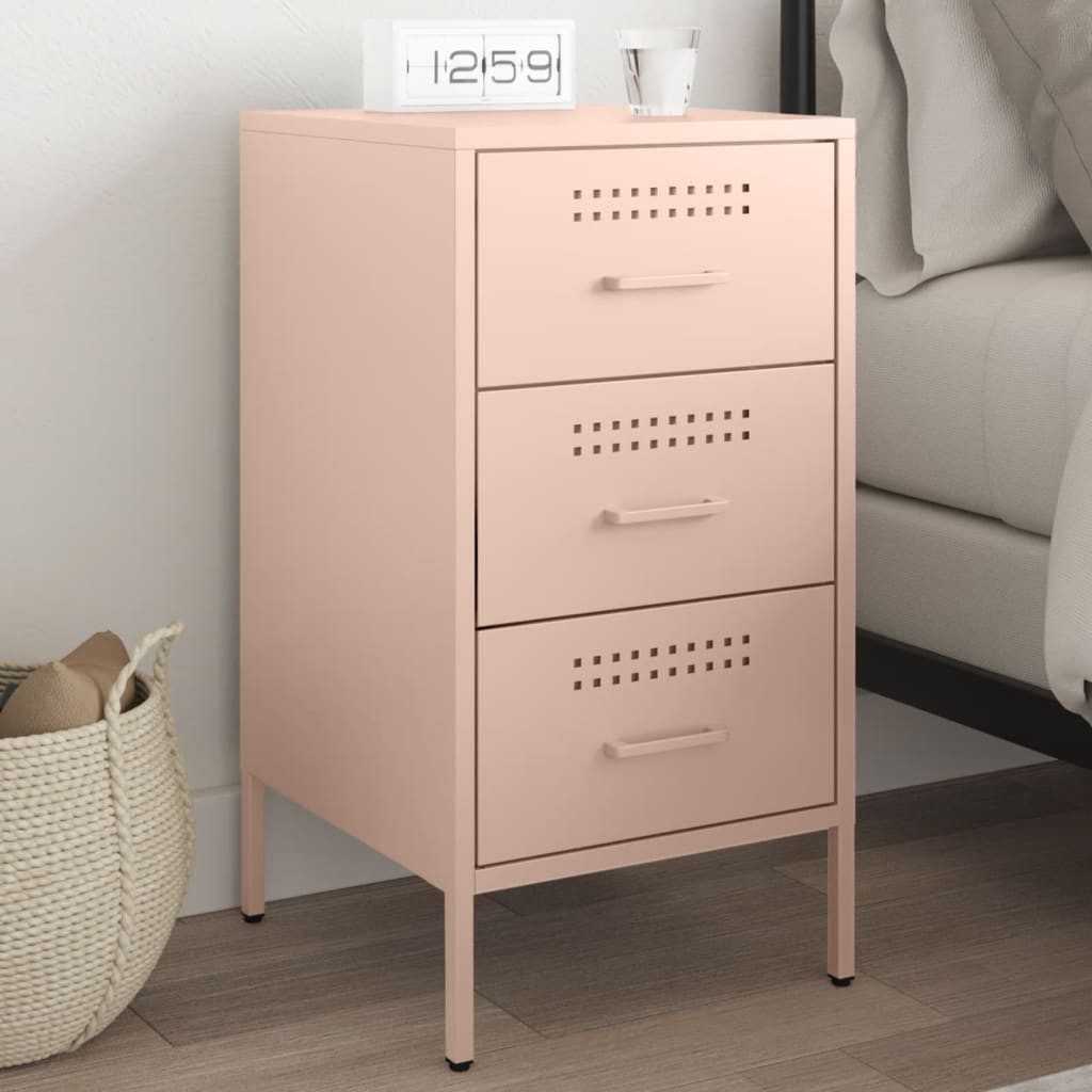 vidaXL Nachttisch Nachttisch Rosa 36x39x68 cm Stahl (1-St)