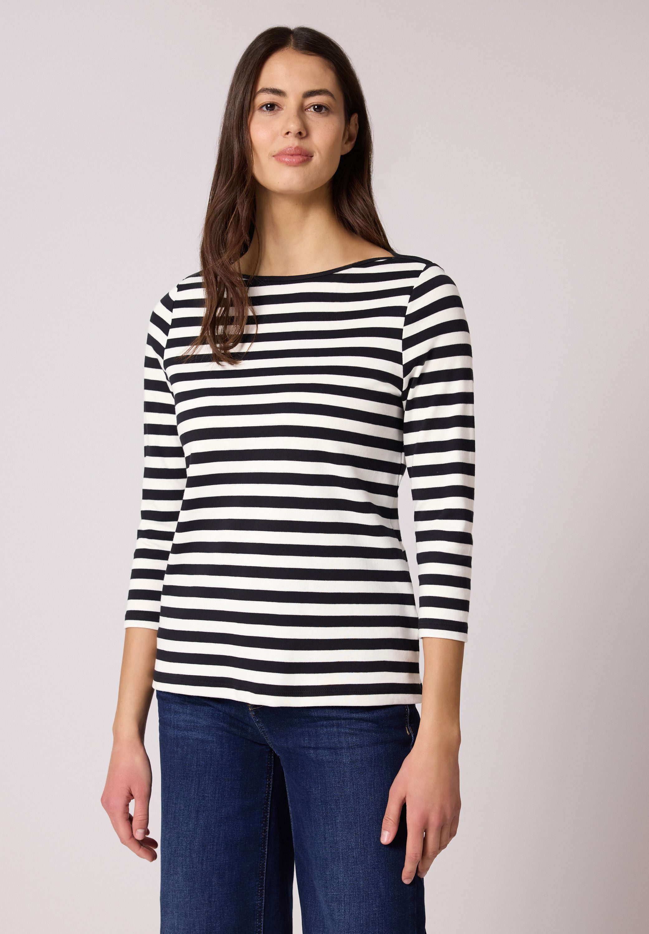 STREET ONE 3/4-Arm-Shirt aus reiner Baumwolle