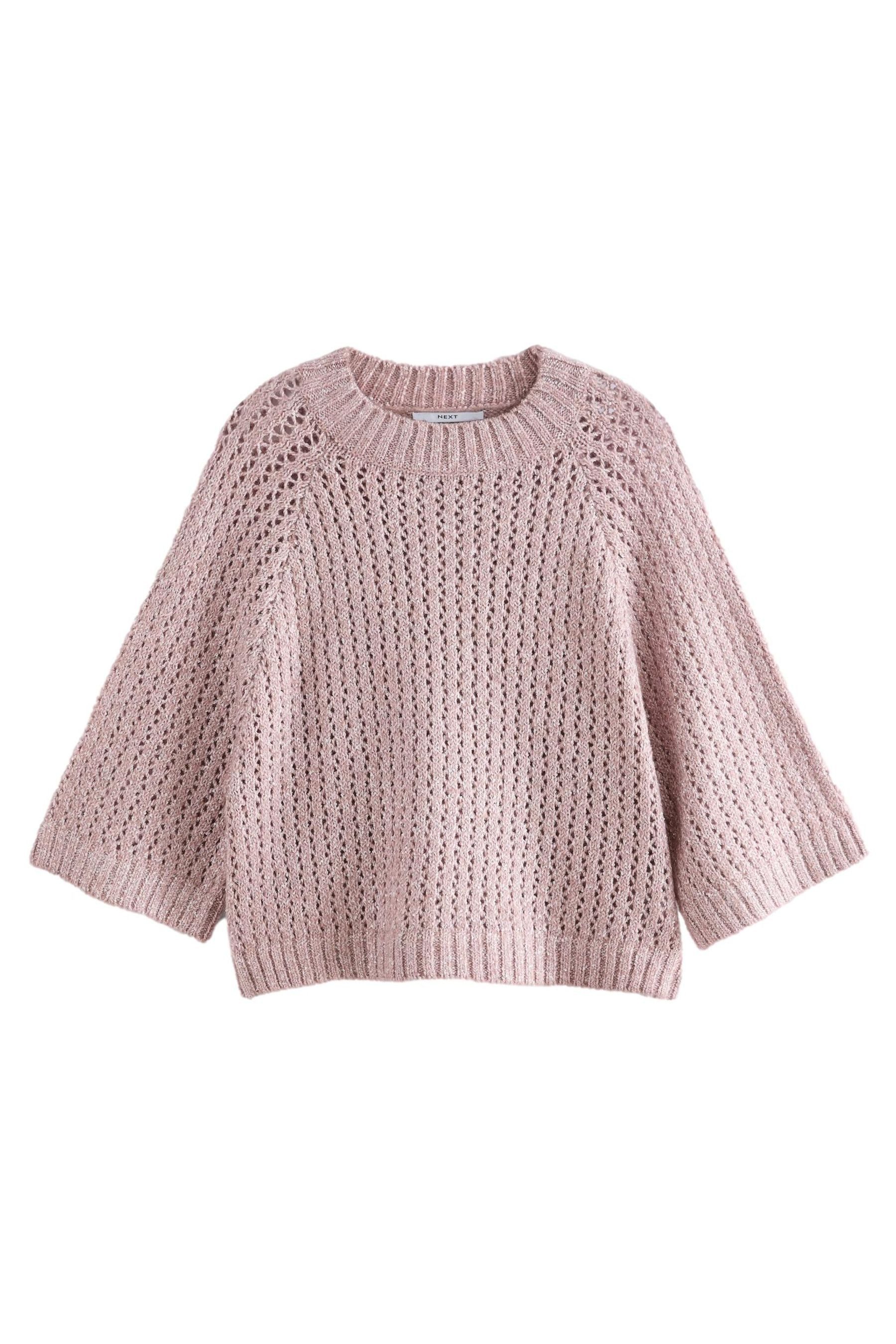 Kurzarmpullover Gestrickter Mesh-Pullover mit Pailletten