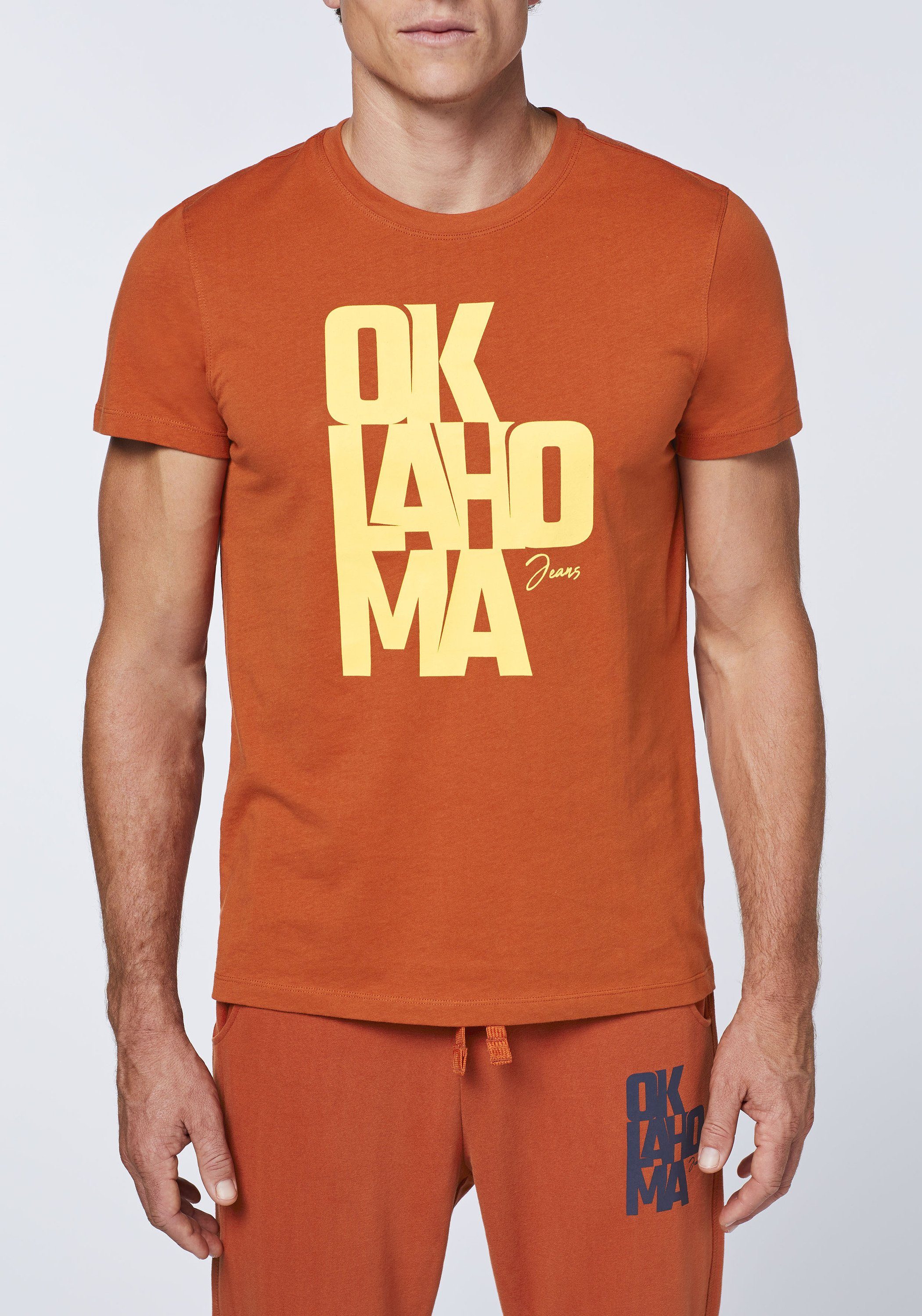 Print-Shirt mit Label-Schriftzug Rooibos Oklahoma Jersey Jeans aus Tea 18-1355
