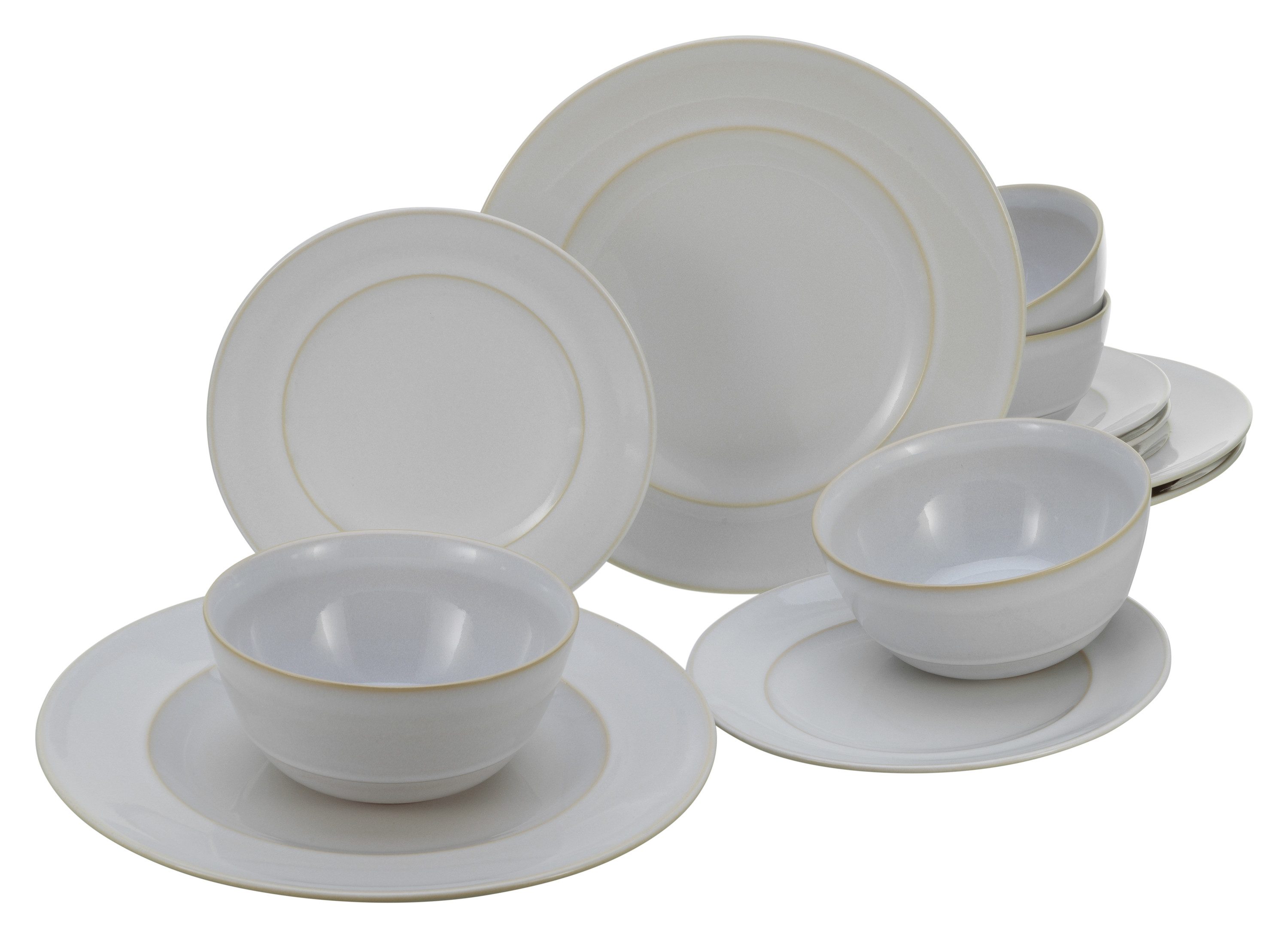 CreaTable Tafelservice Antique Offwhite (12-tlg), 4 Personen, Steinzeug