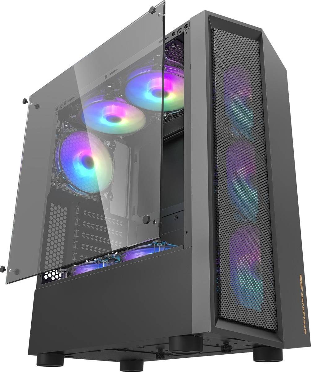 Darkflash Gaming-Gehäuse Wave Tower USB3.0 Computer Gamer Case PC-Gehäuse bis zu 5 Lüfter Seite
