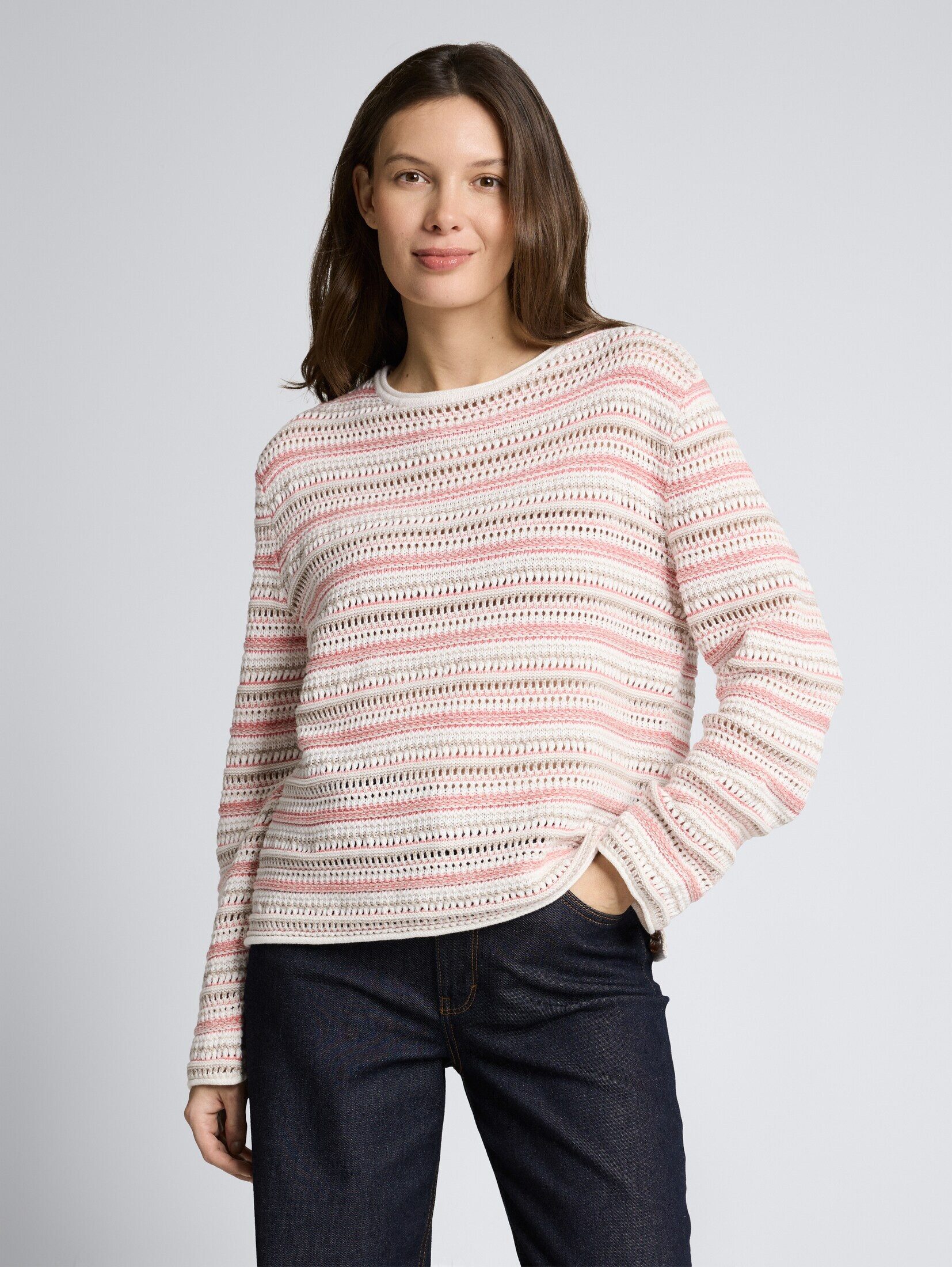 TOM TAILOR Strickpullover Pullover & Strickjacken Loose Fit Strickpullover mit Streifenmuster