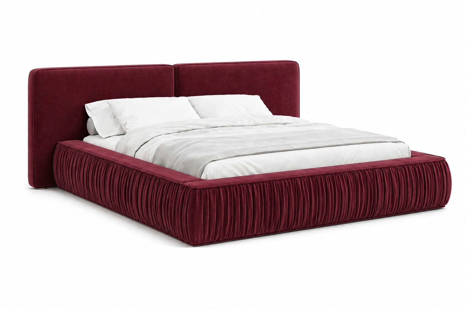 MOEBLO Polsterbett 08 (aus edlem Samt (Riviera Velours) – Modernes Designer-Doppelbett mit weich gepolstertem Kopfteil, stabilem Metall-Holz-Rahmen und großem B – Bild 4 von 5