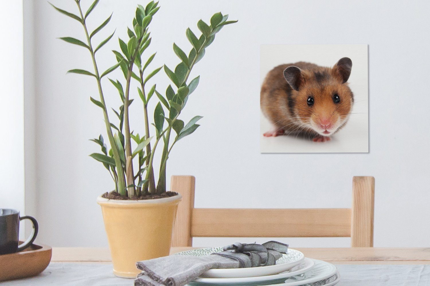 Wohnzimmer Hamster, St), OneMillionCanvasses® (1 Schlafzimmer für Leinwand Bilder Leinwandbild Neugieriger