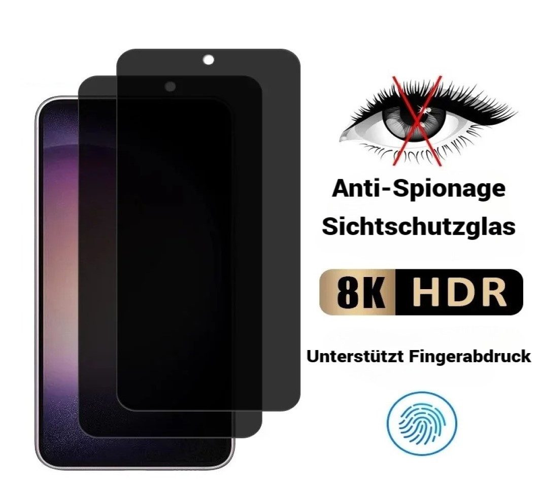 OLi Sichtschutzfolie 2X Sichtschutz Glass Full Screen Privacy für Samsung Galaxy S25 Privat, (Spar-Set, 2-St), Kratzerfeste Privat Displayschutzglas