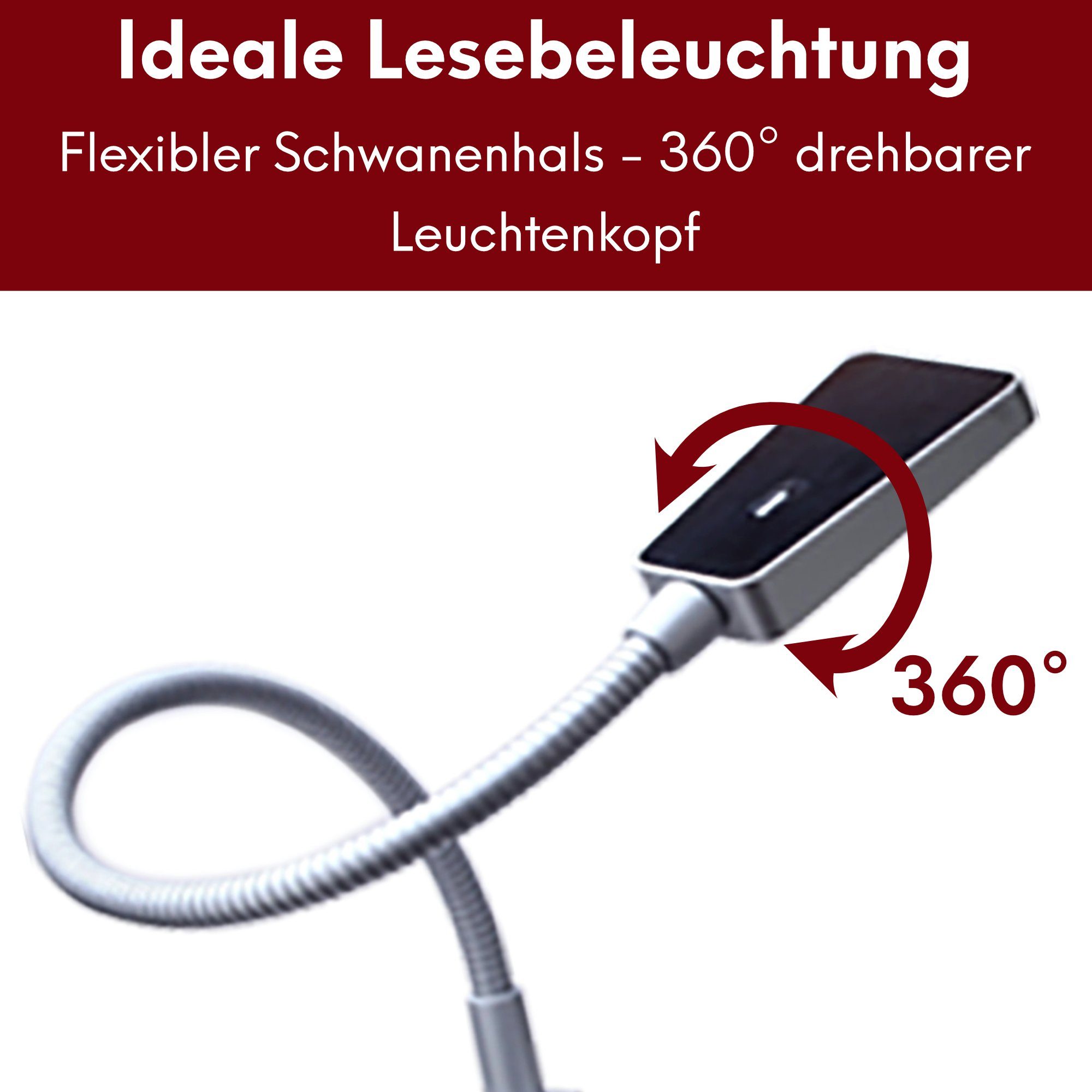 kalb Bettleuchte LED Bettleuchte dimmbar Leseleuchte Nachttischlampe, warmweiss