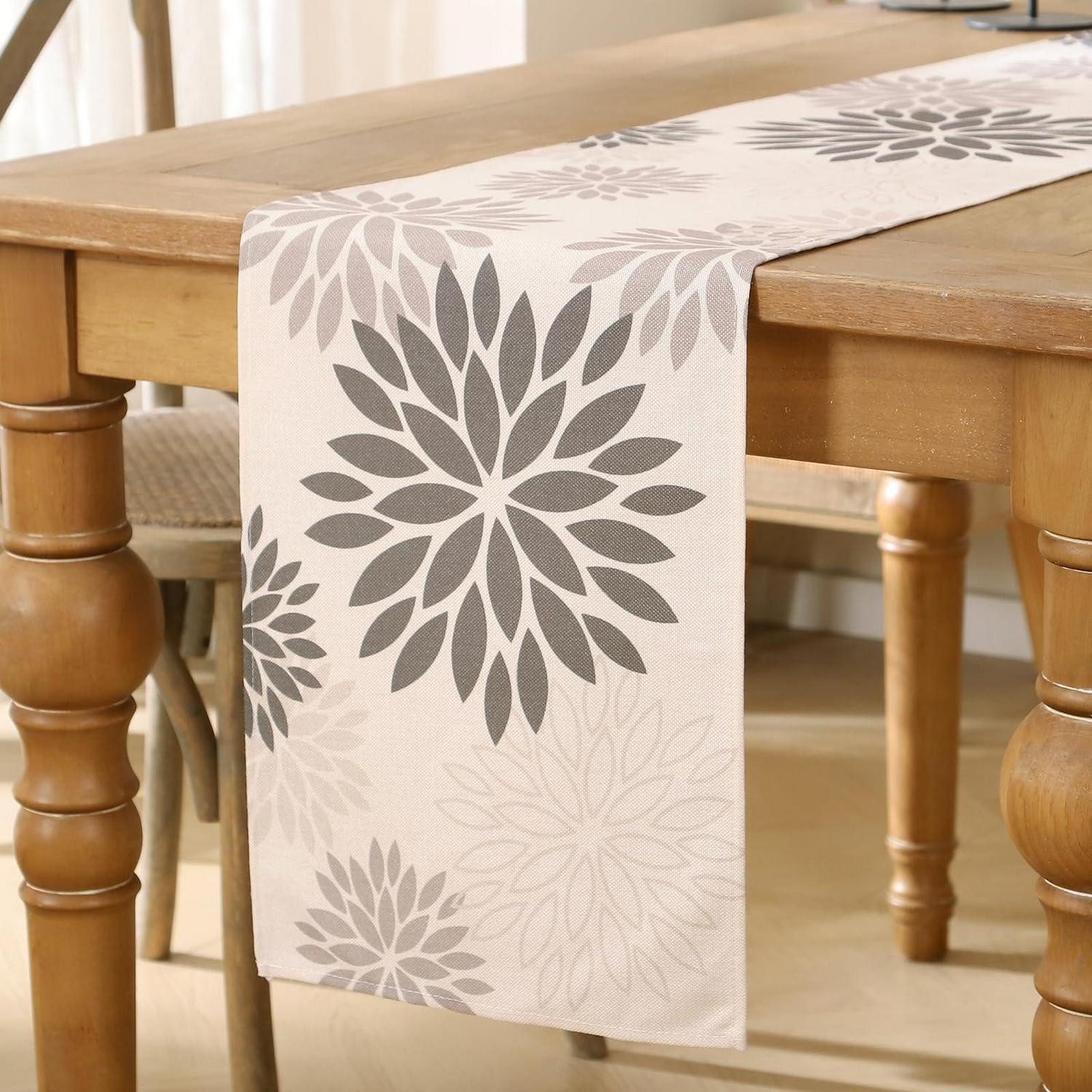 LuxusKollektion Tischläufer Tischläufer Grau Blumen 40x100cm Modern Saisonale Deko (1-tlg)