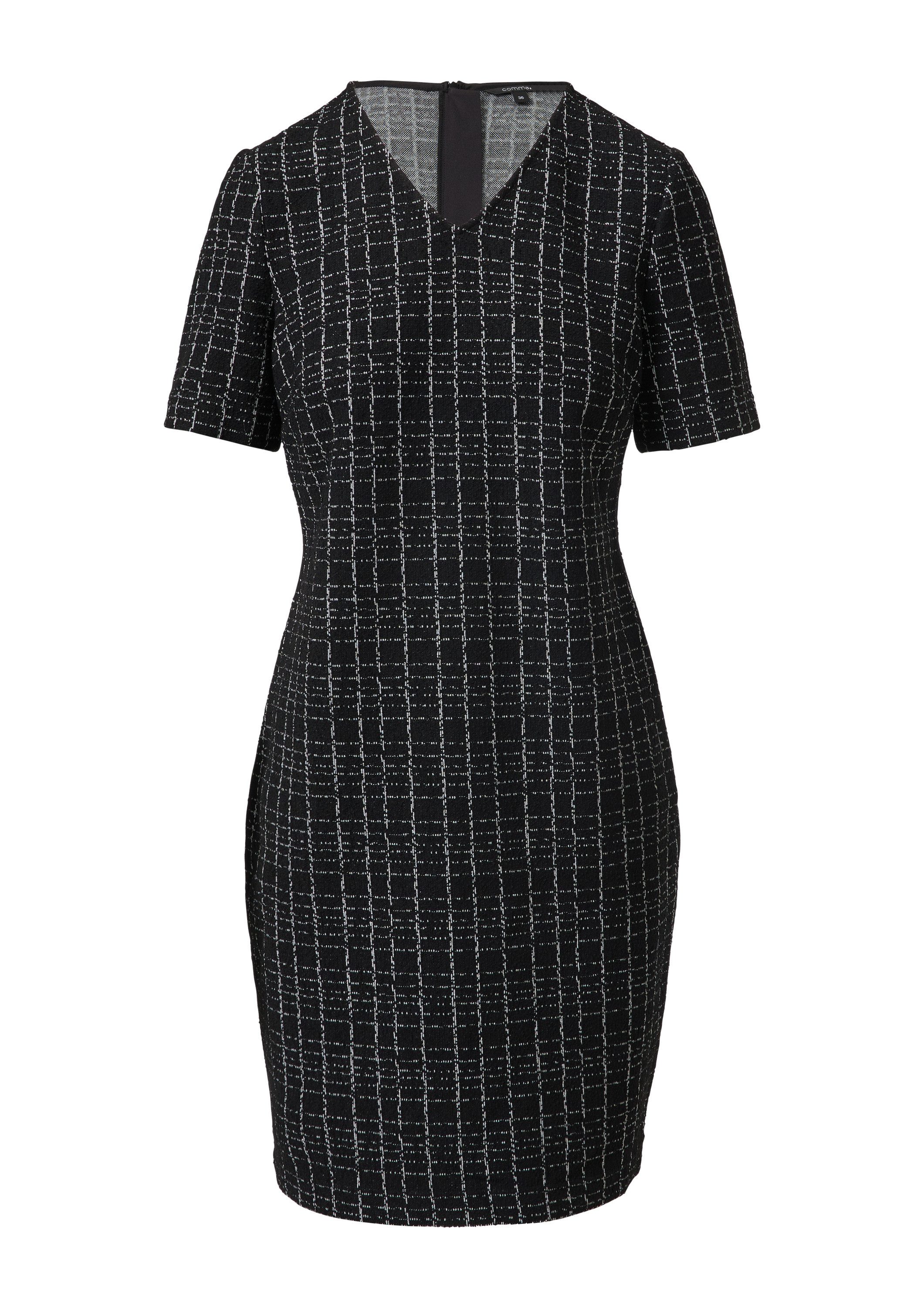 comma Minikleid Kleid Elastisches Bouclé-Kleid mit Karomuster günstig online kaufen